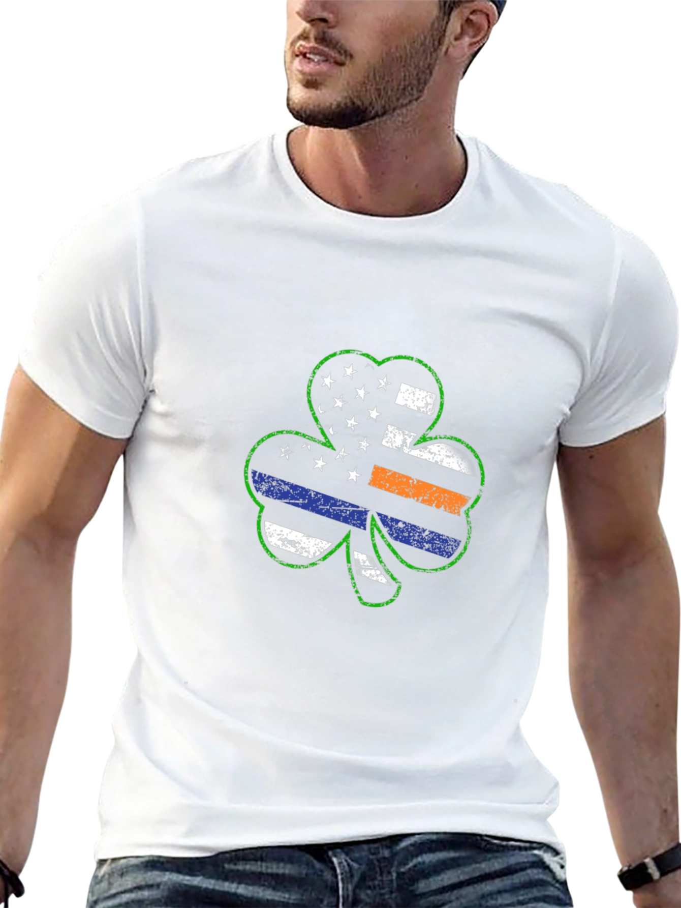 Shamrock American Flag Thin Line Graphic Tee