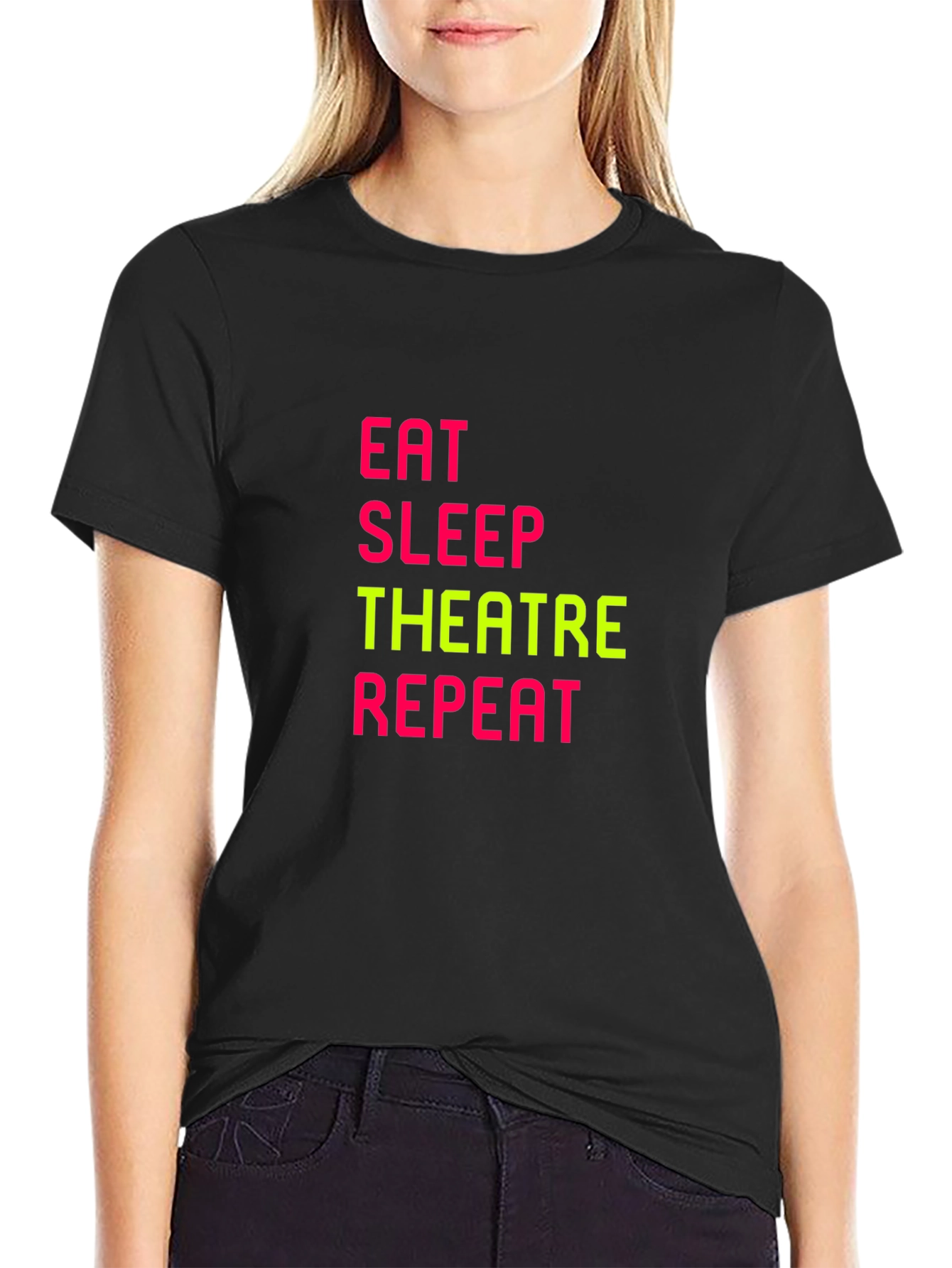 Eat Sleep Theatre Repeat Black T-Shirt