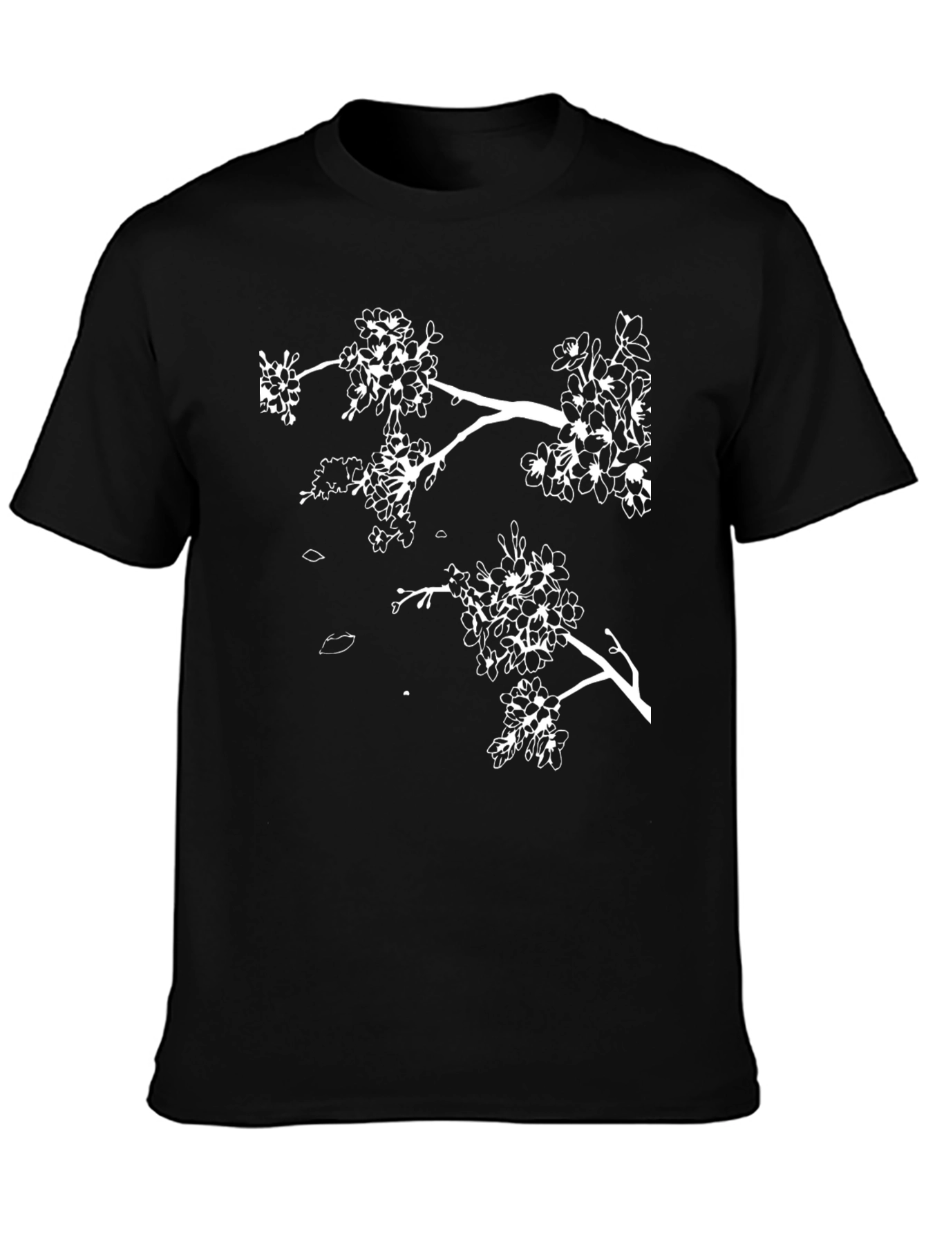 Black Blossom Tee - Minimalist Floral Design