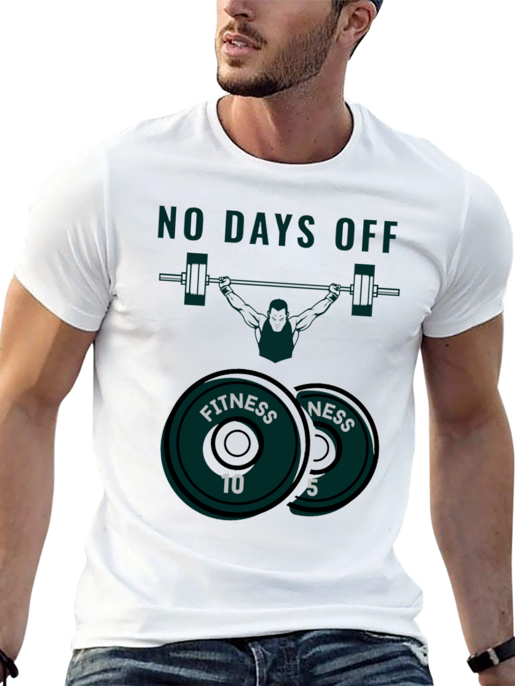 No Days Off Fitness T-Shirt - Weightlifting Design