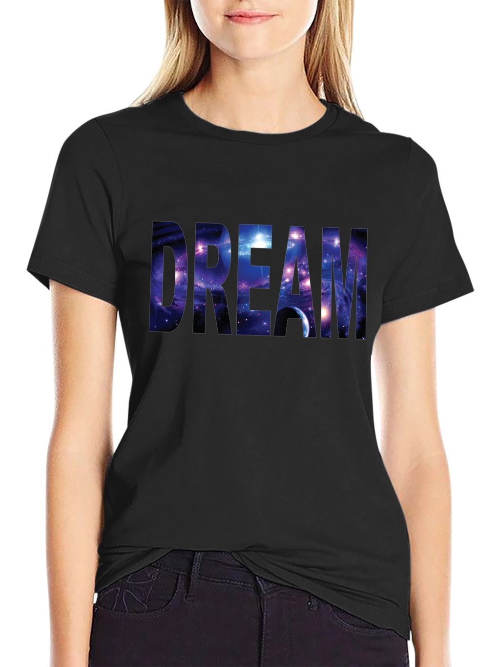 Dream Galaxy Print Black T-Shirt