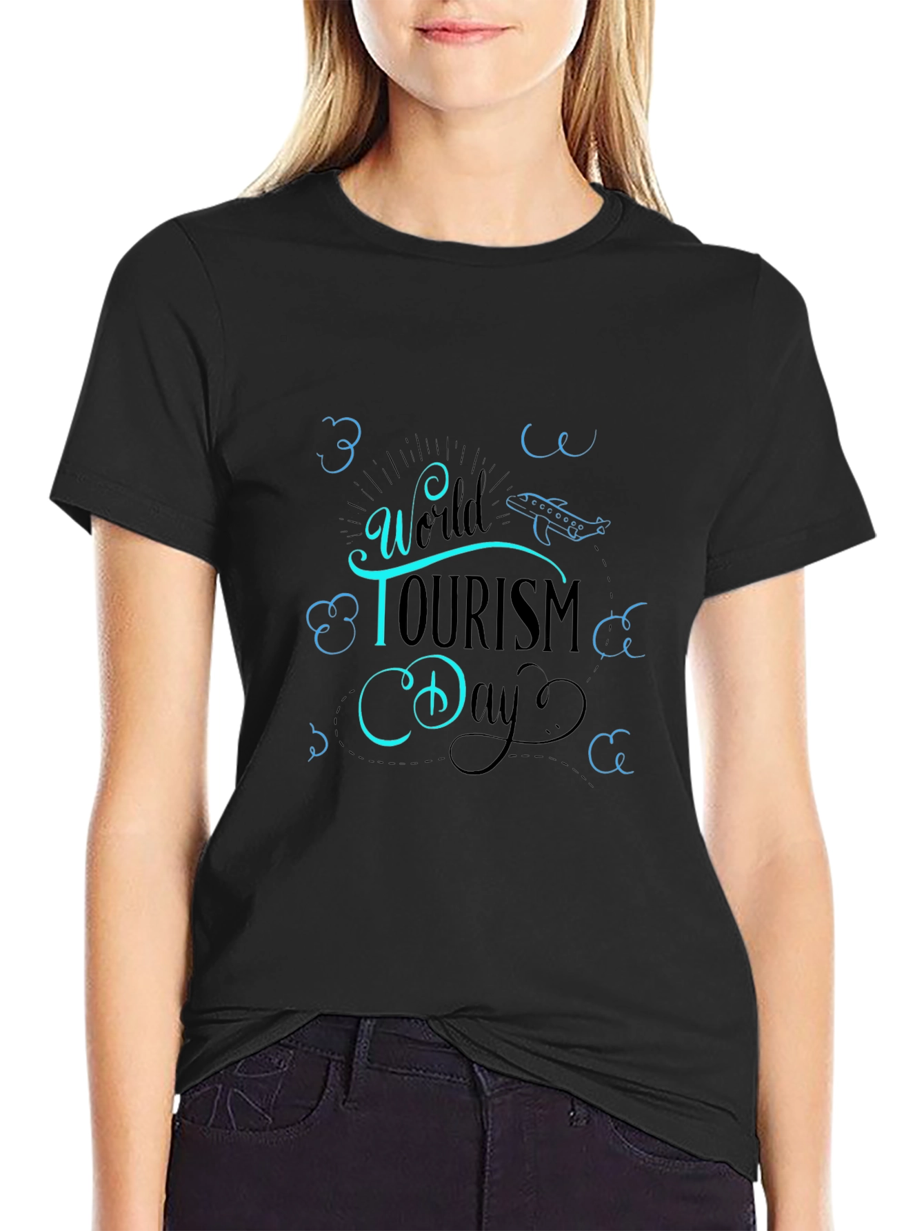 World Tourism Day T-Shirt - Black Cotton Graphic Tee