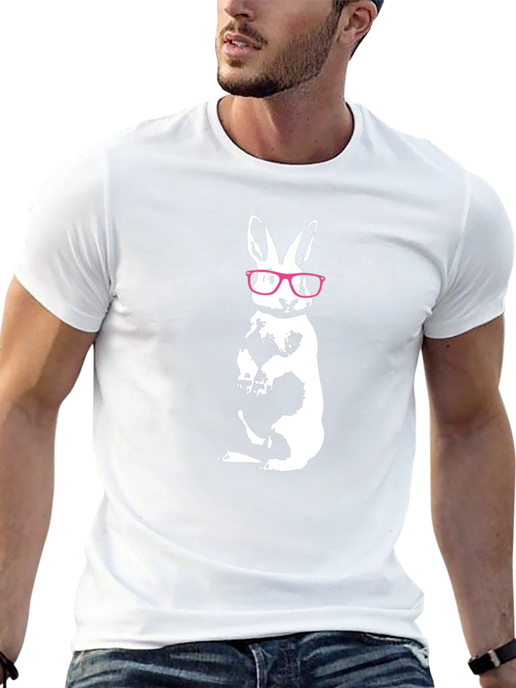 Cool Rabbit Tee - Black Cotton Graphic Shirt