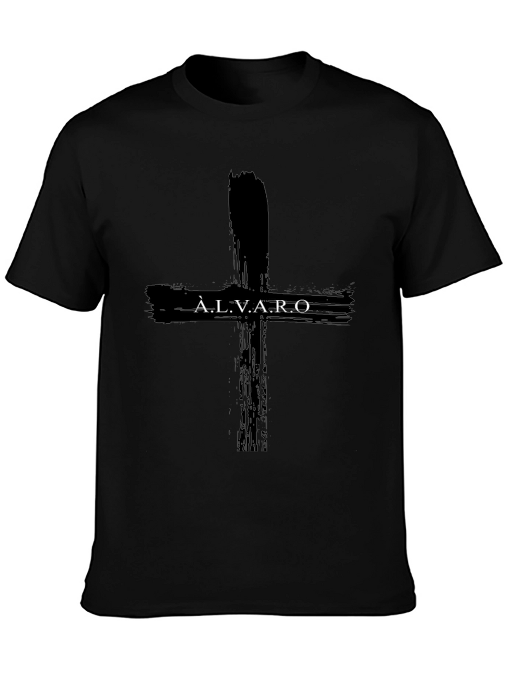 ÁLVARO Black Cross Graphic T-Shirt