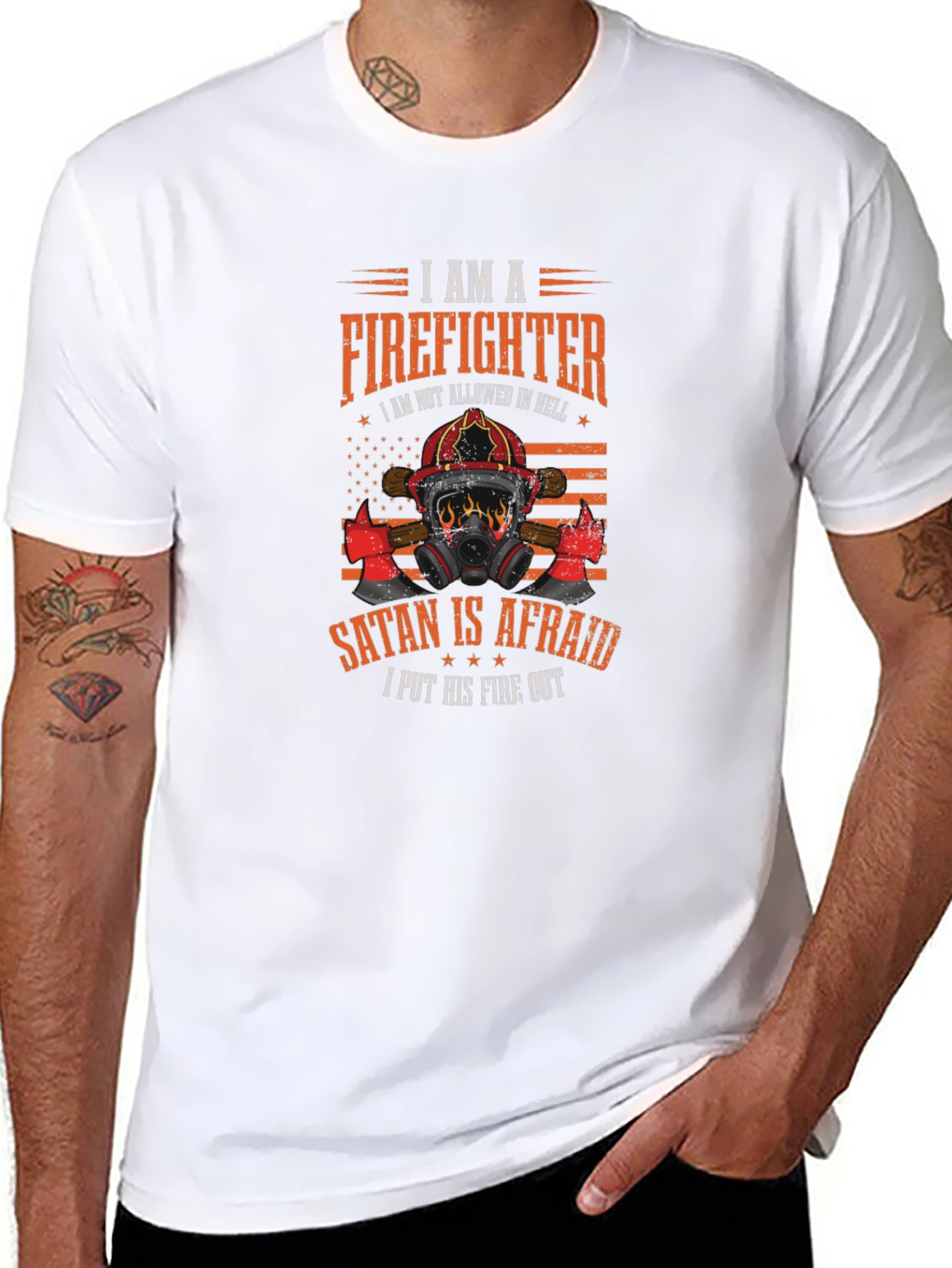 Firefighter Graphic Tee - Satan is Afraid