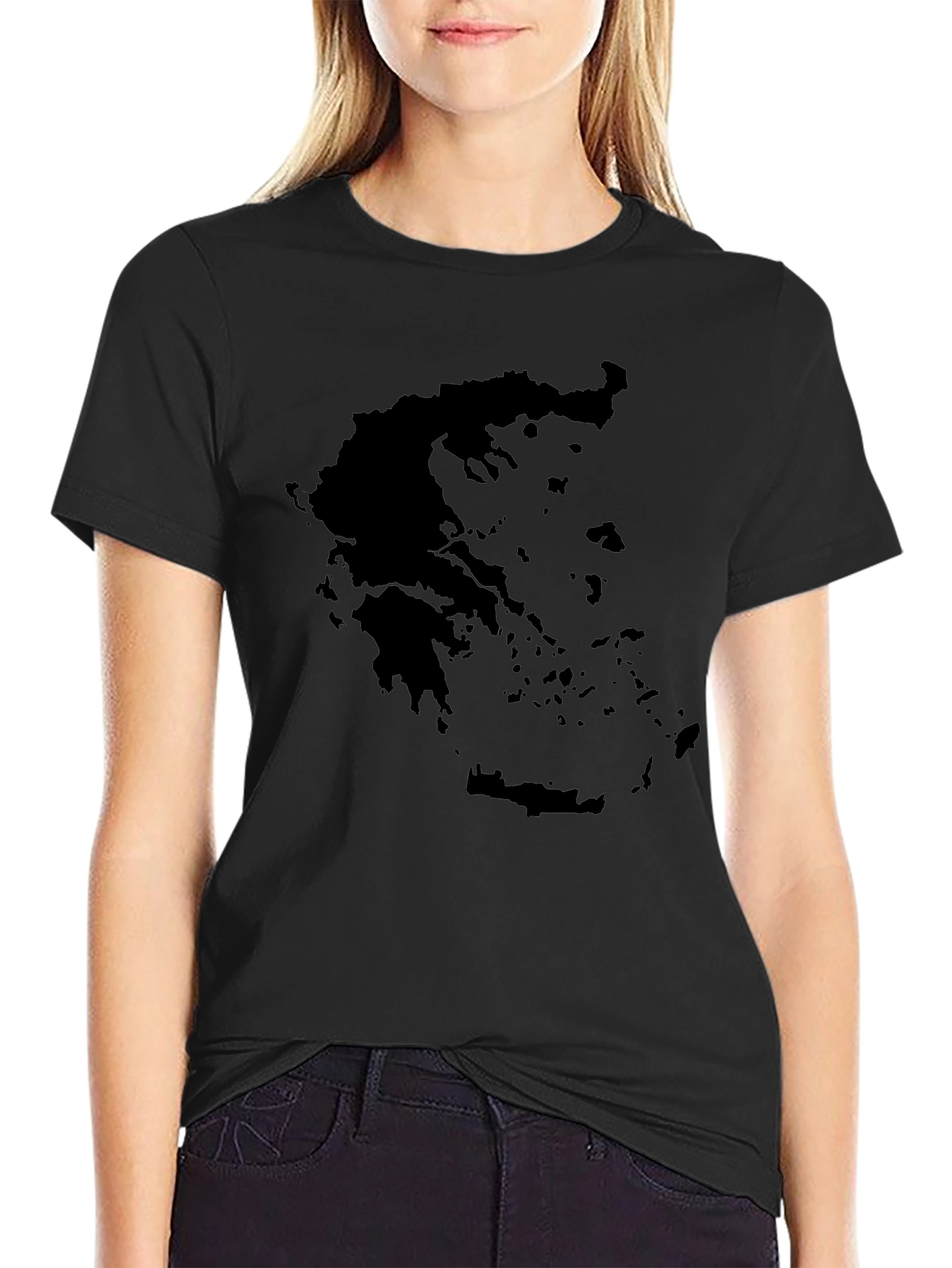 Greece Map Silhouette Black Graphic Tee