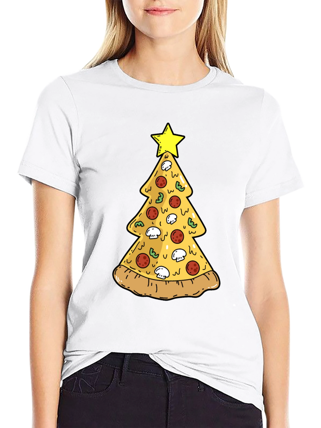 Pizza Christmas Tree T-Shirt - Festive Holiday Tee