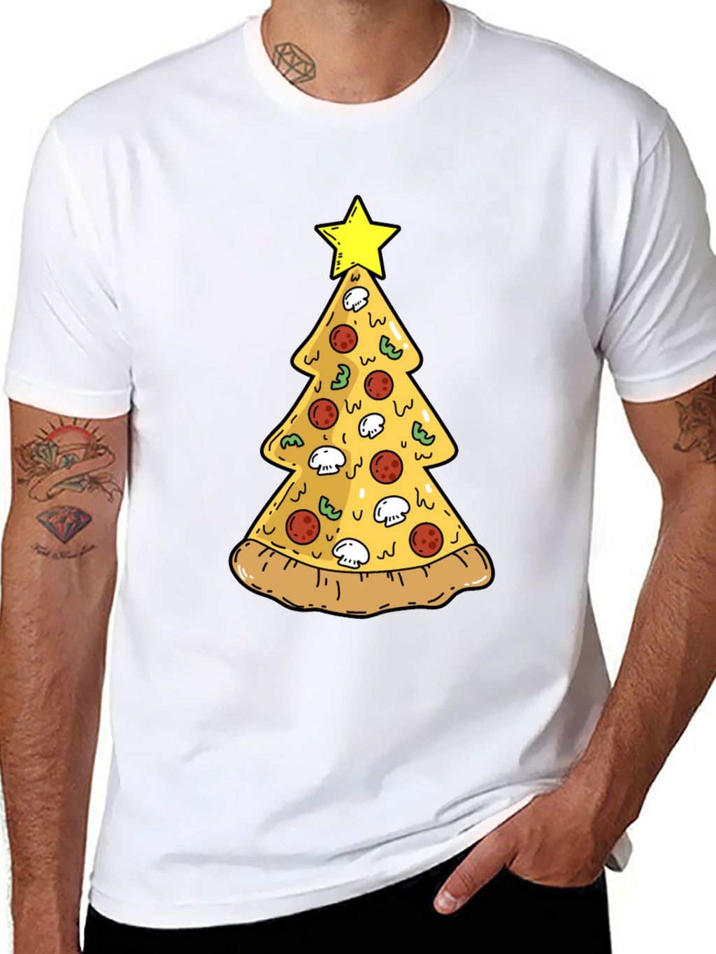 Pizza Christmas Tree T-Shirt - Festive Holiday Tee