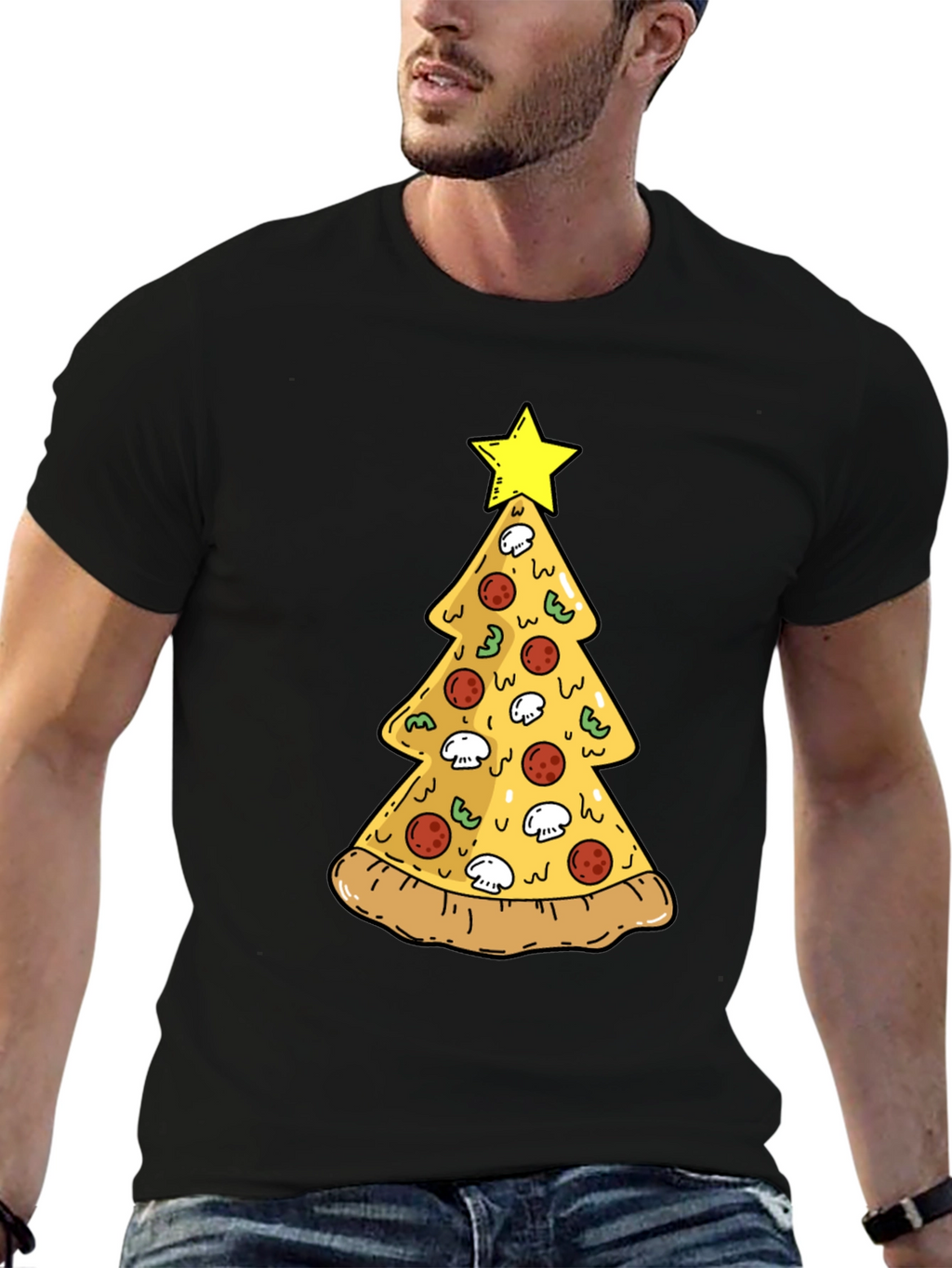 Pizza Christmas Tree T-Shirt - Festive Holiday Tee