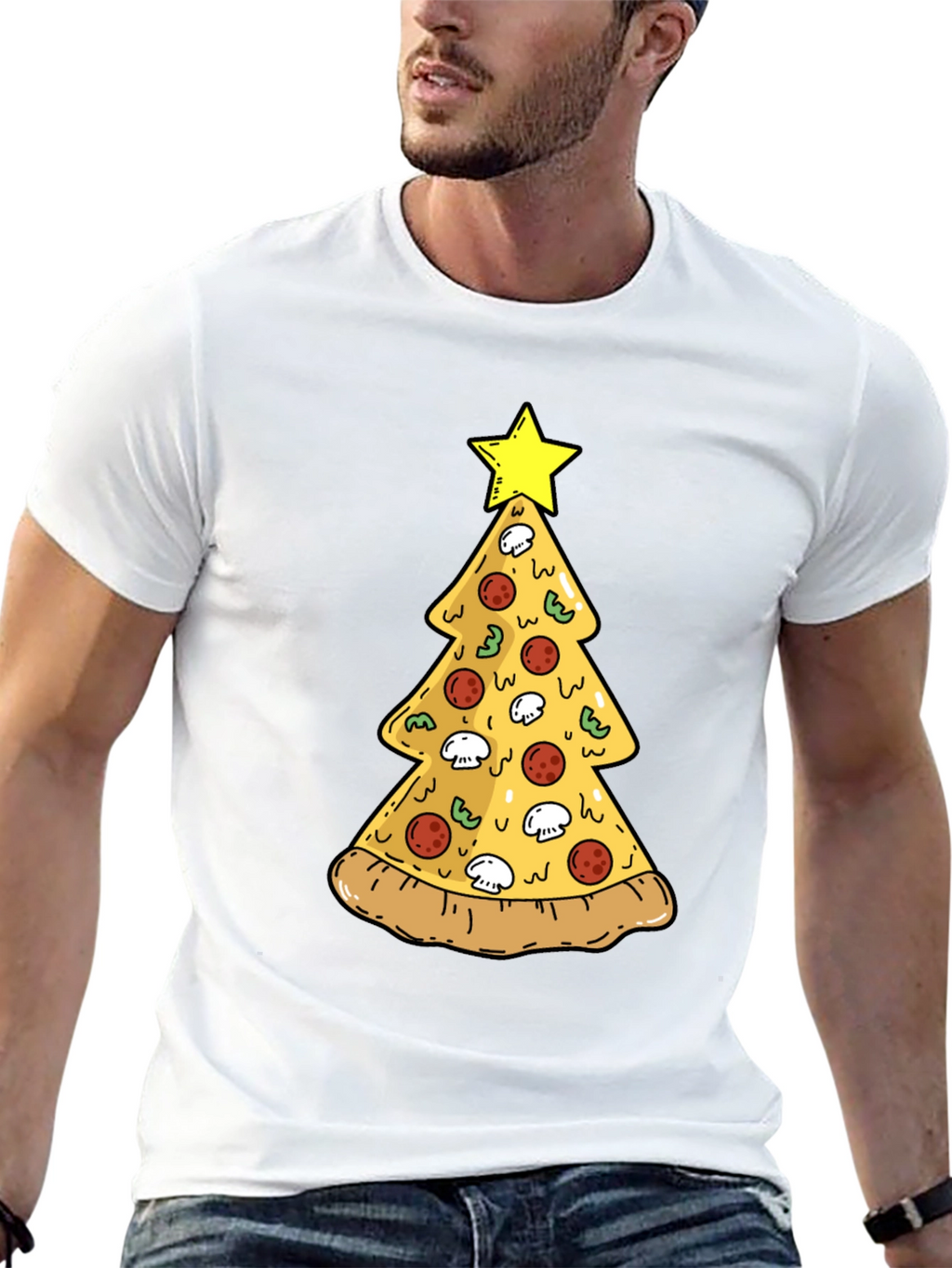 Pizza Christmas Tree T-Shirt - Festive Holiday Tee