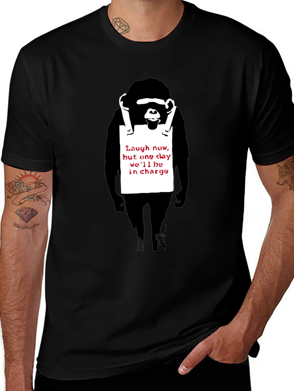 Banksy Monkey Laugh Now T-Shirt - Graphic Tee