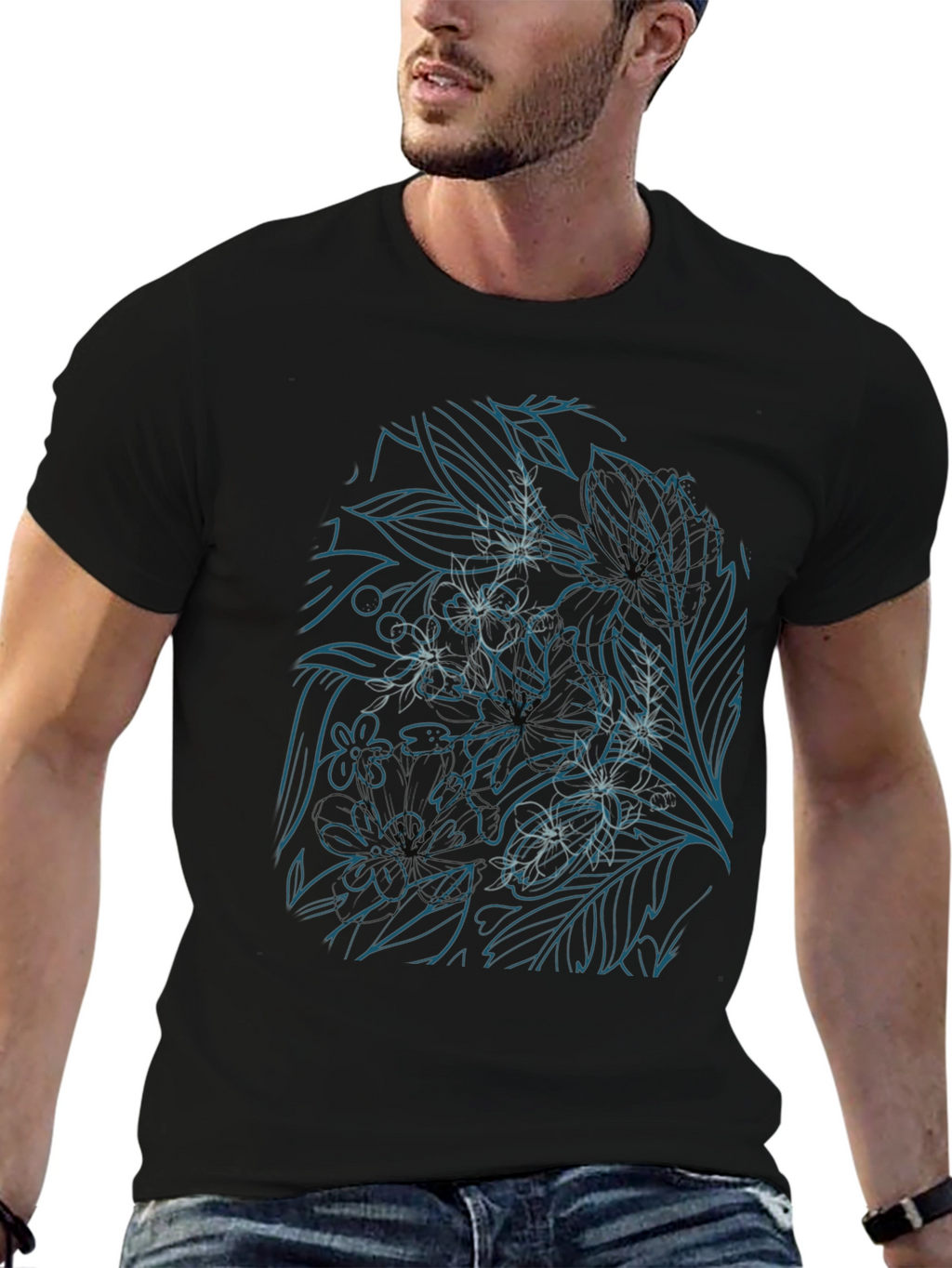 Floral Line Art T-Shirt