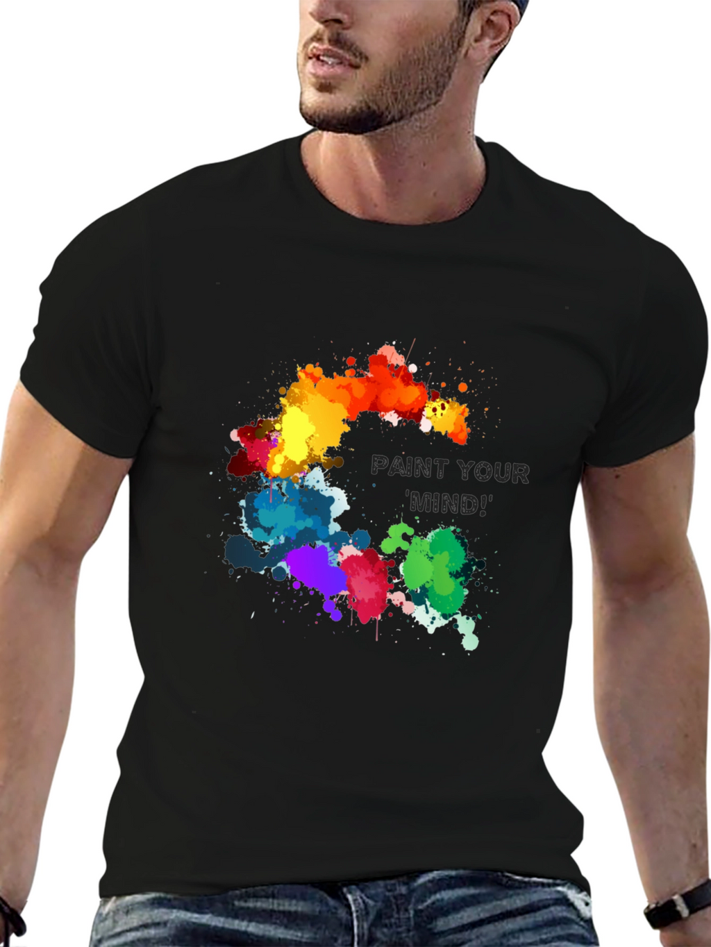 Paint Your Mind Graphic Tee - Artistic Black T-Shirt