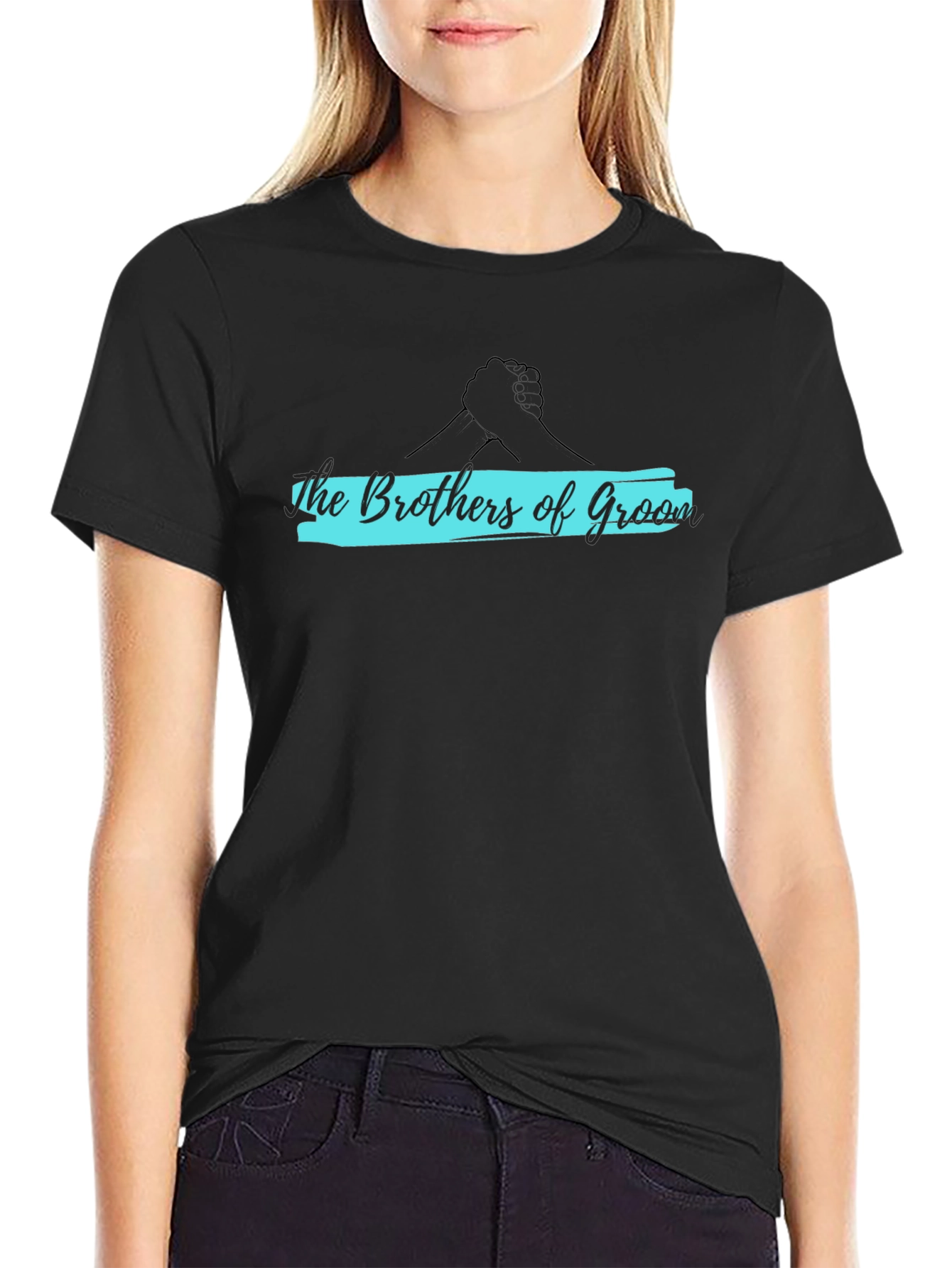 Brothers of Groom Black Crew Neck T-Shirt