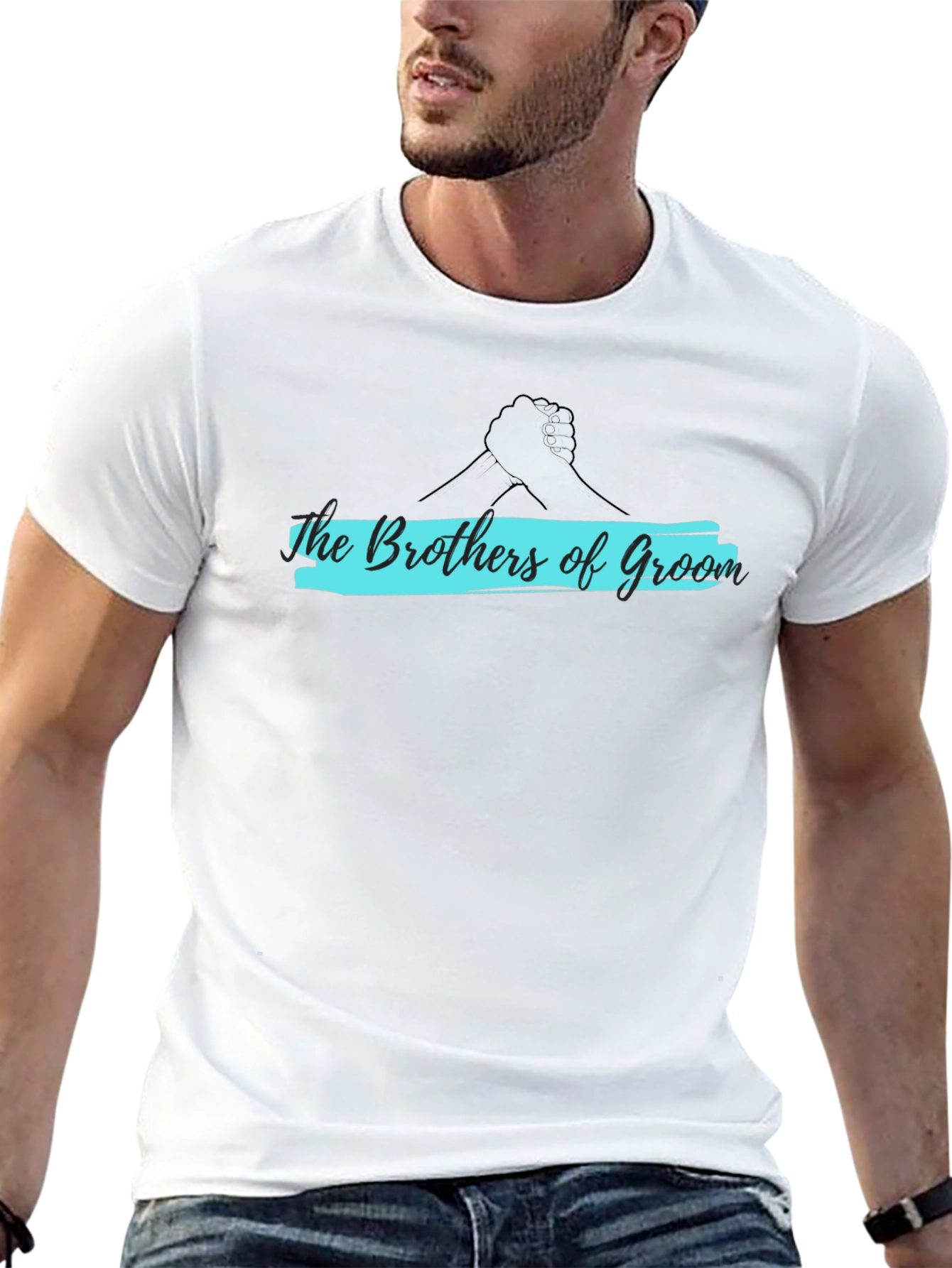 Brothers of Groom Black Crew Neck T-Shirt
