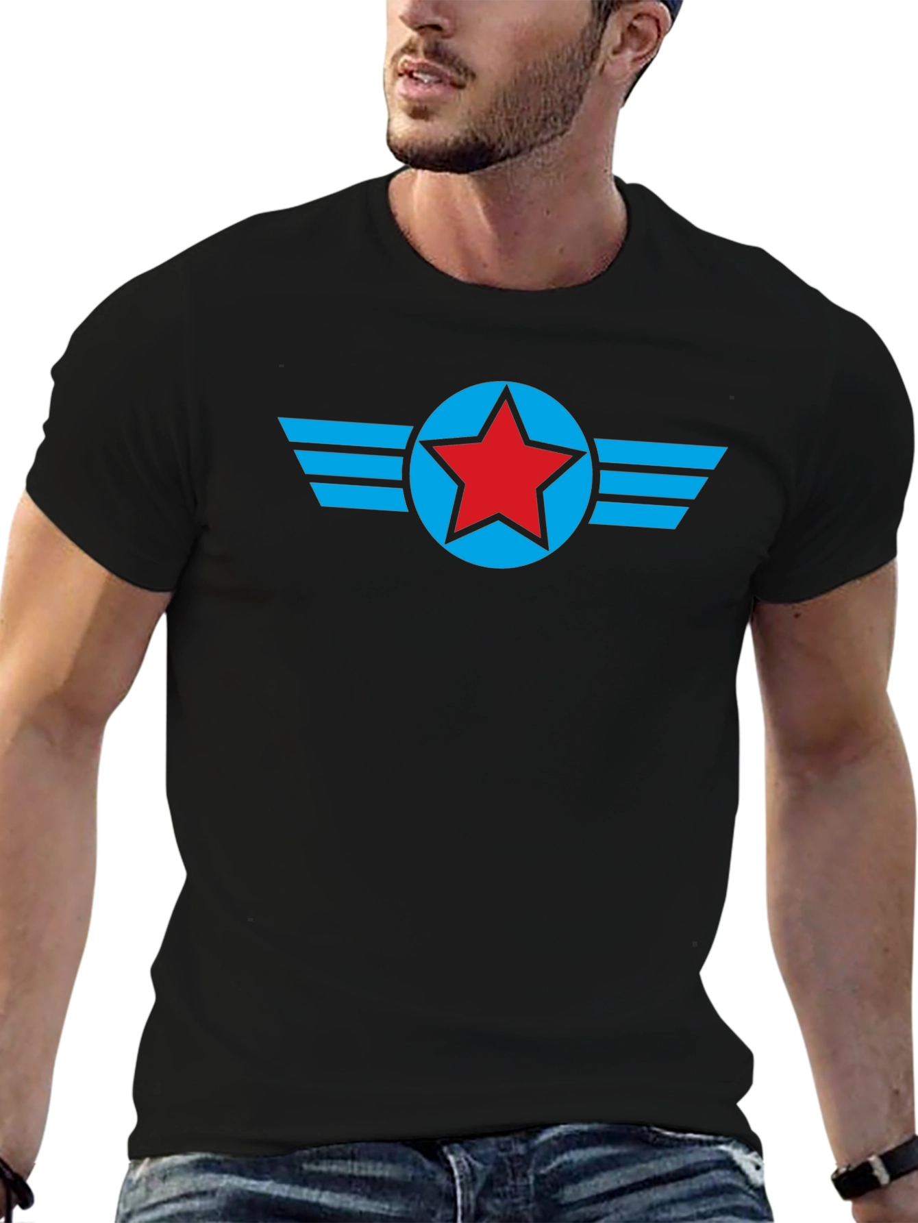 Star Wing Graphic Tee - Black Cotton Comfort