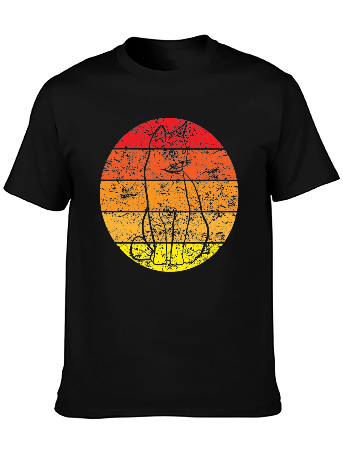Retro Cat T-Shirt - Vintage Sunset Graphic Tee