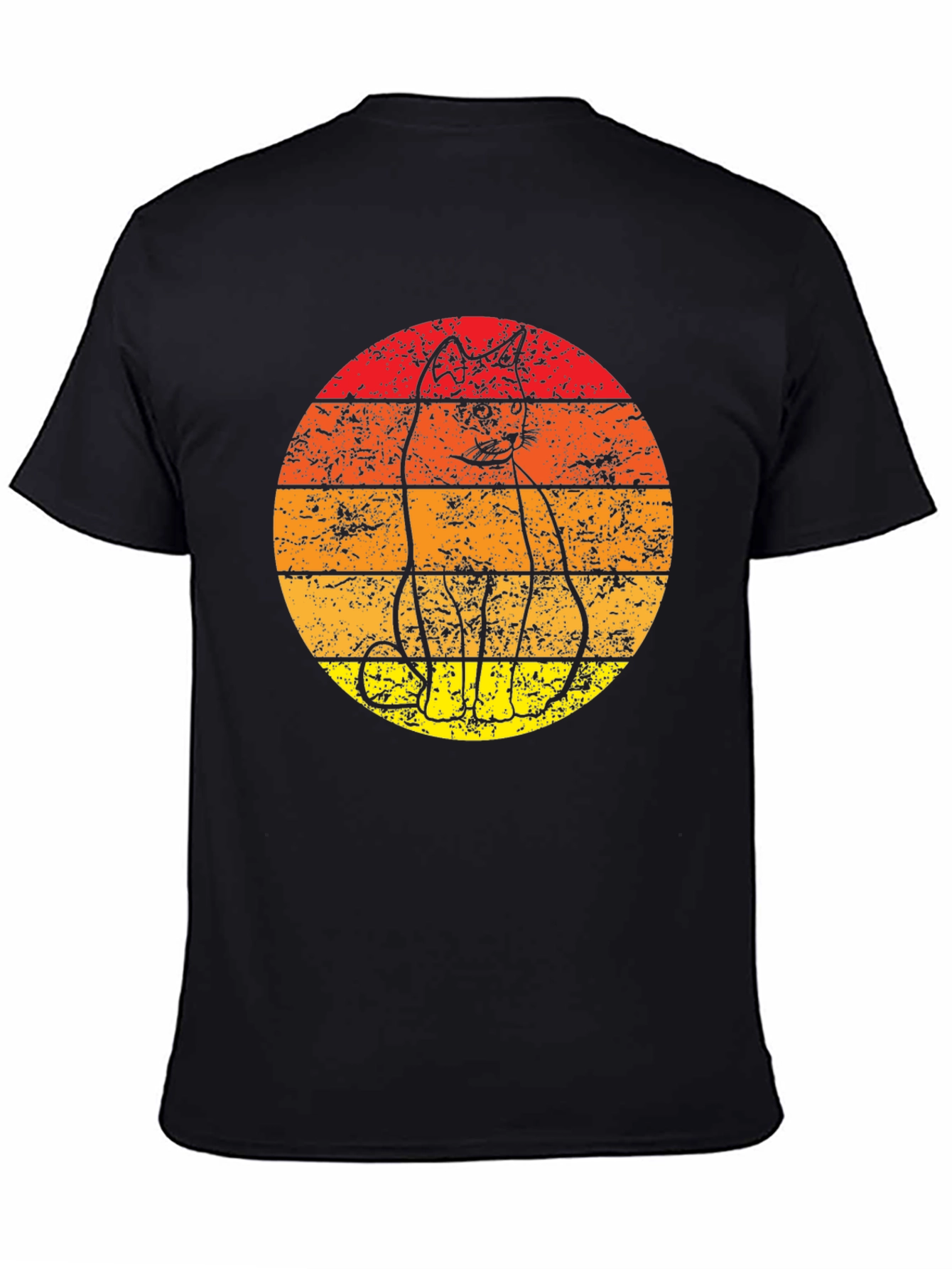 Retro Cat T-Shirt - Vintage Sunset Graphic Tee