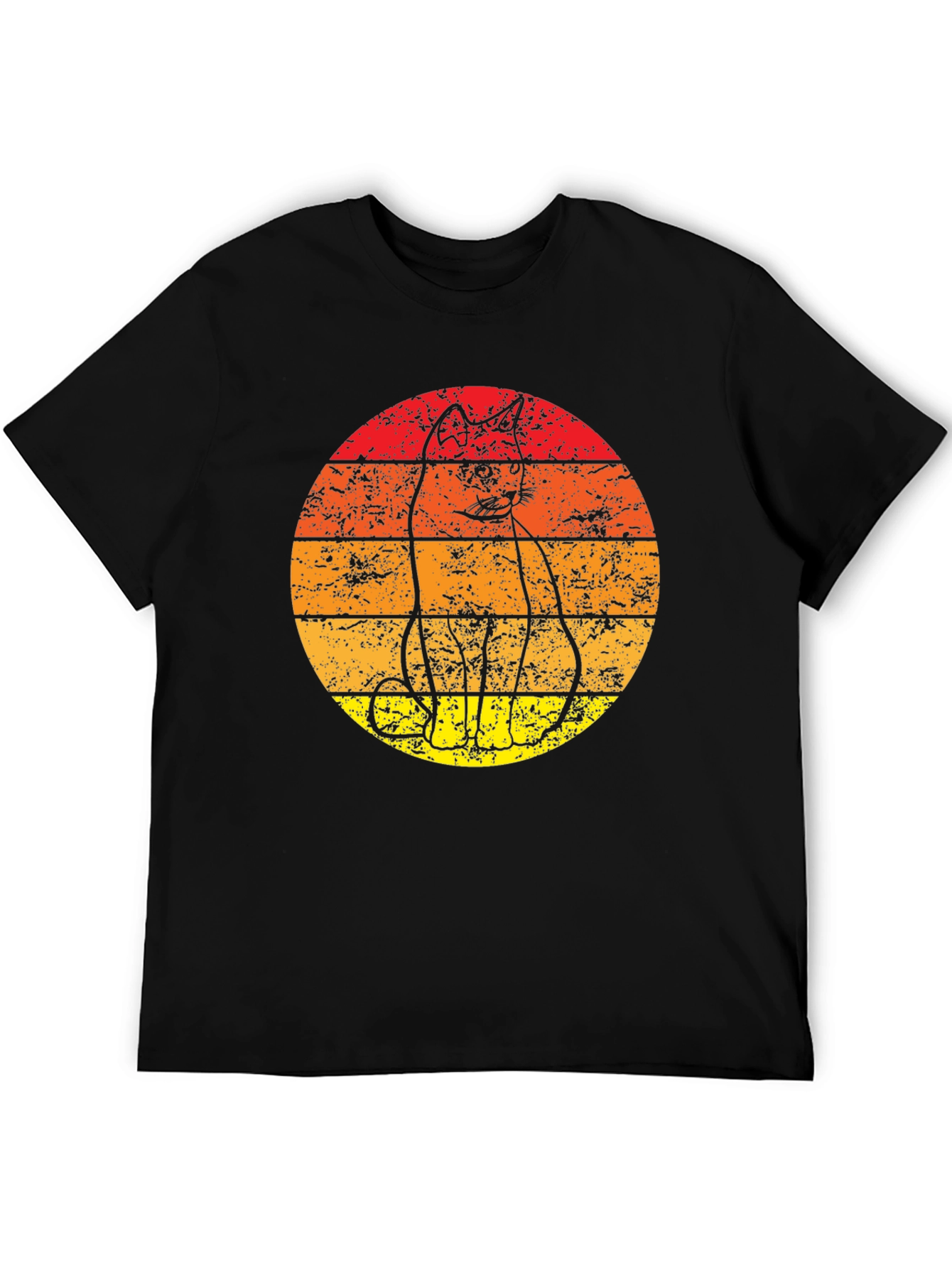 Retro Cat T-Shirt - Vintage Sunset Graphic Tee