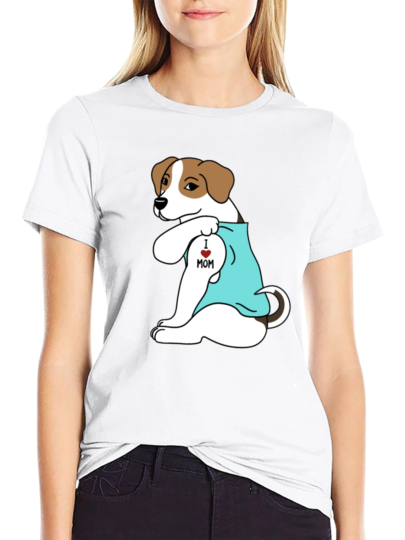 Dog Mom Tattoo T-Shirt - Black Cotton Tee