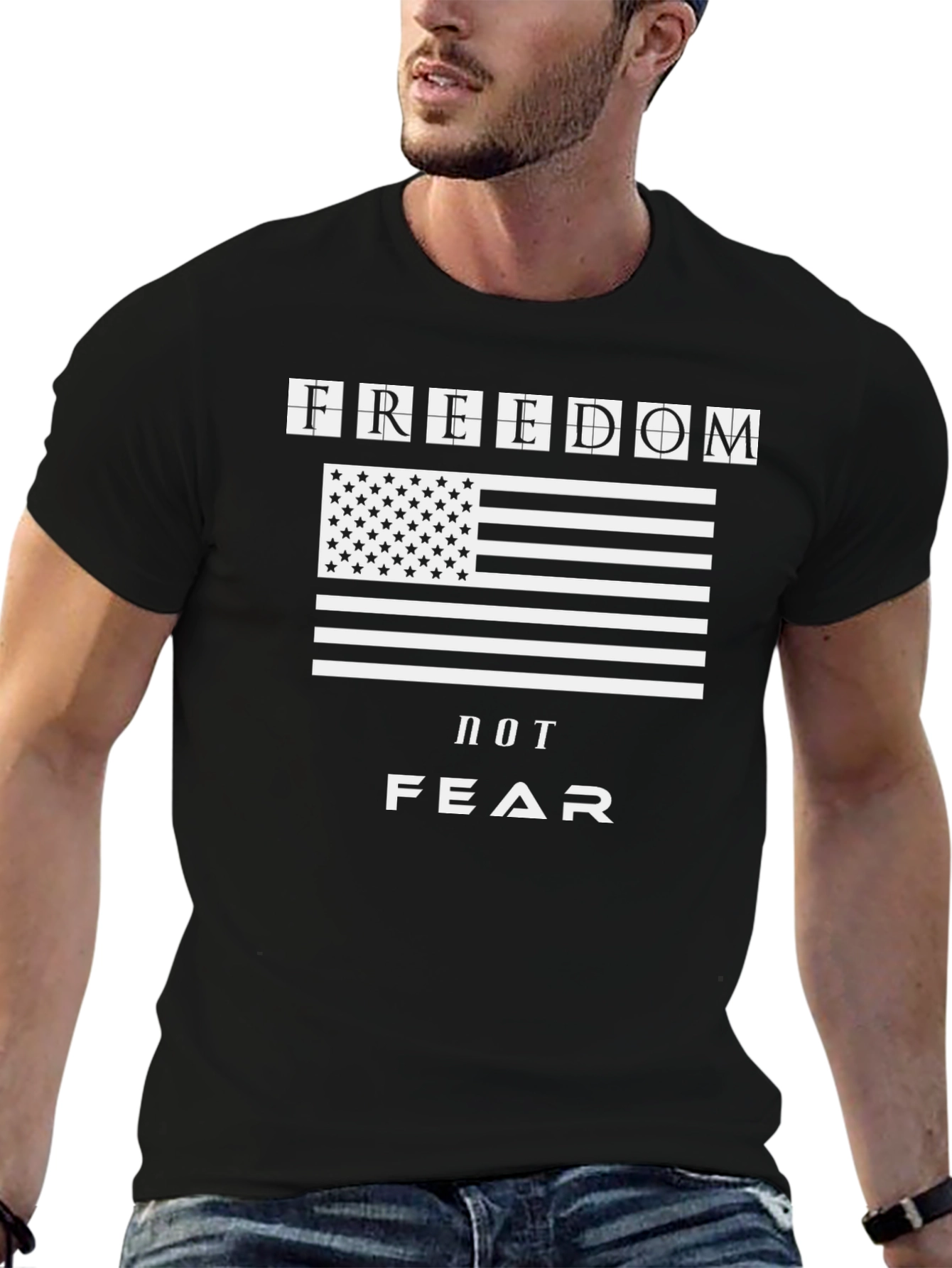 Freedom Not Fear American Flag Graphic T-Shirt