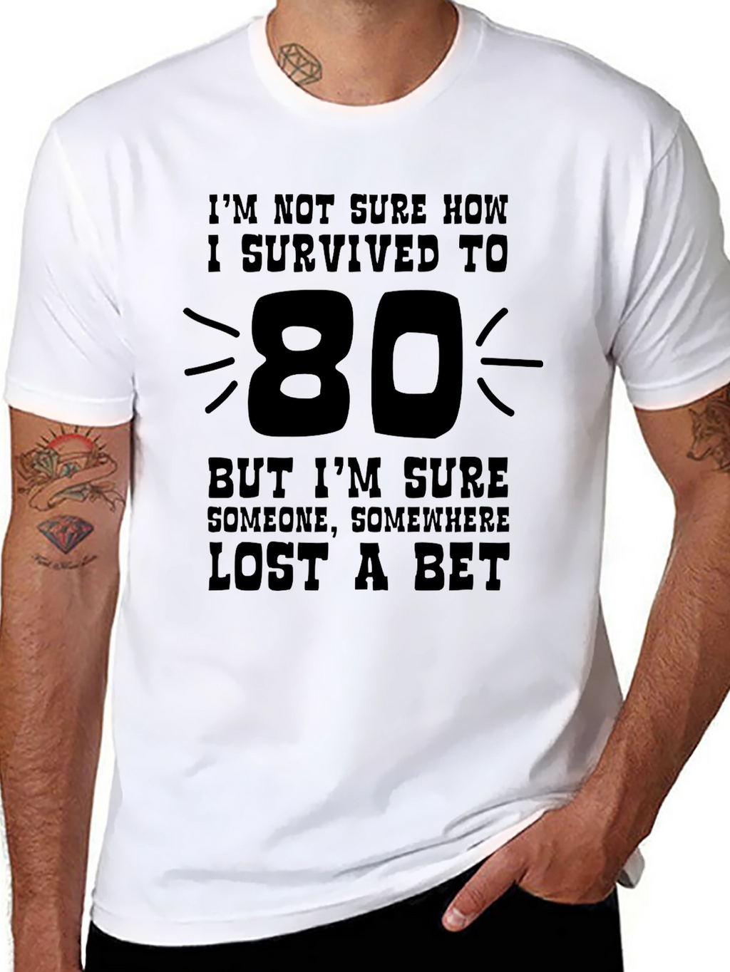 Funny 80th Birthday T-Shirt - I Survived to 80!