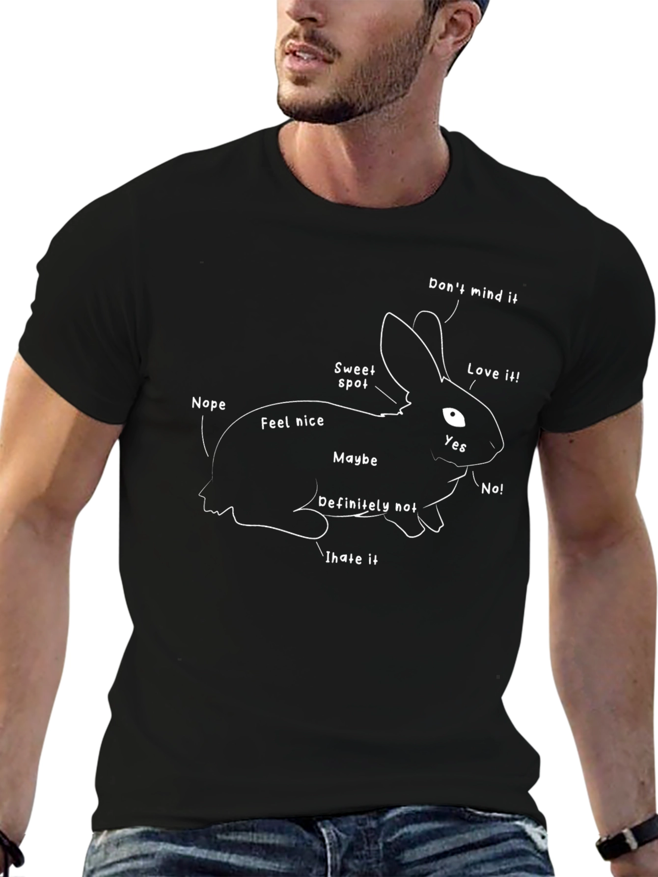 Funny Bunny Petting Guide Black T-Shirt