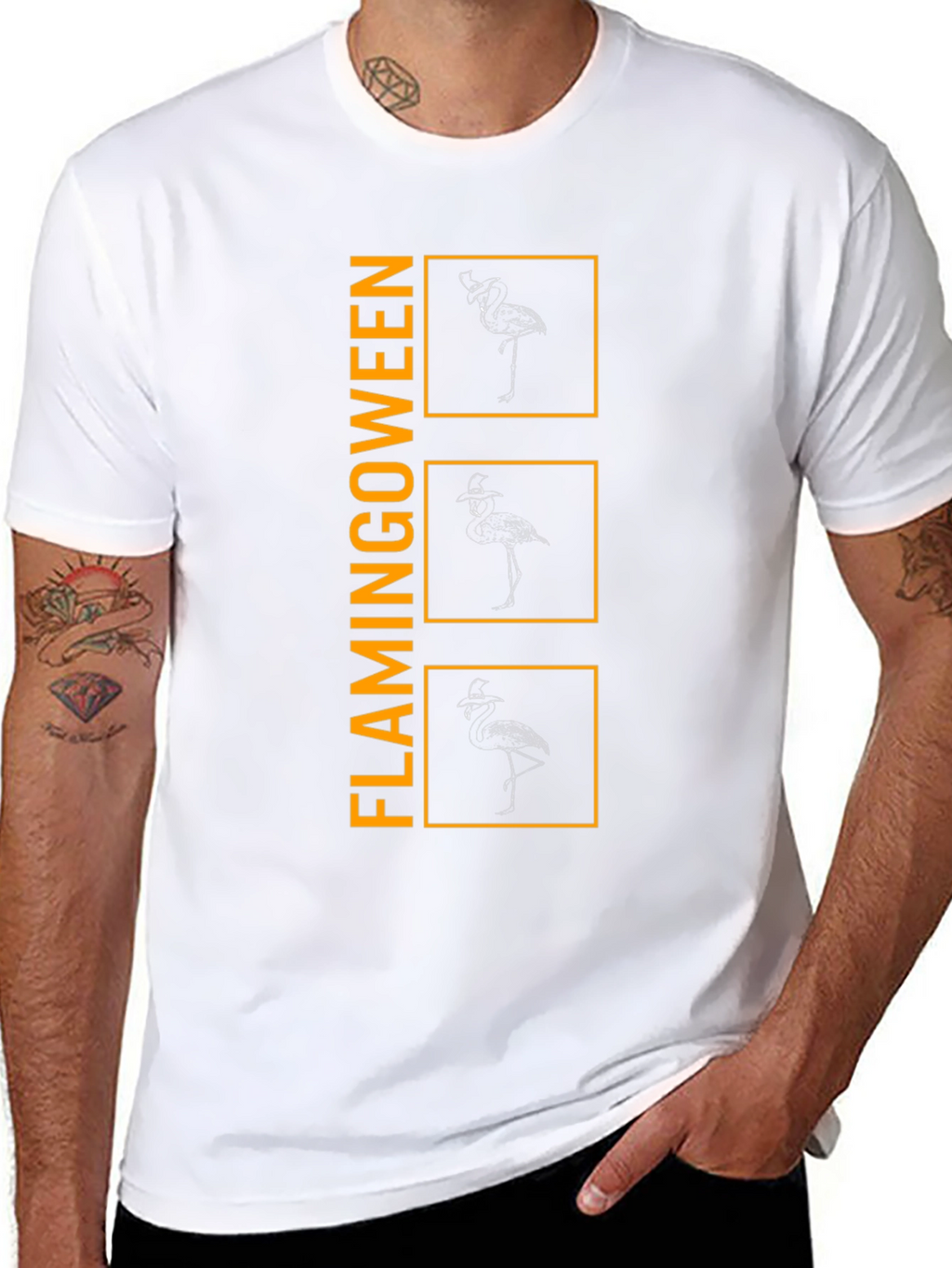Flamingoween T-Shirt - Mens Black Graphic Tee