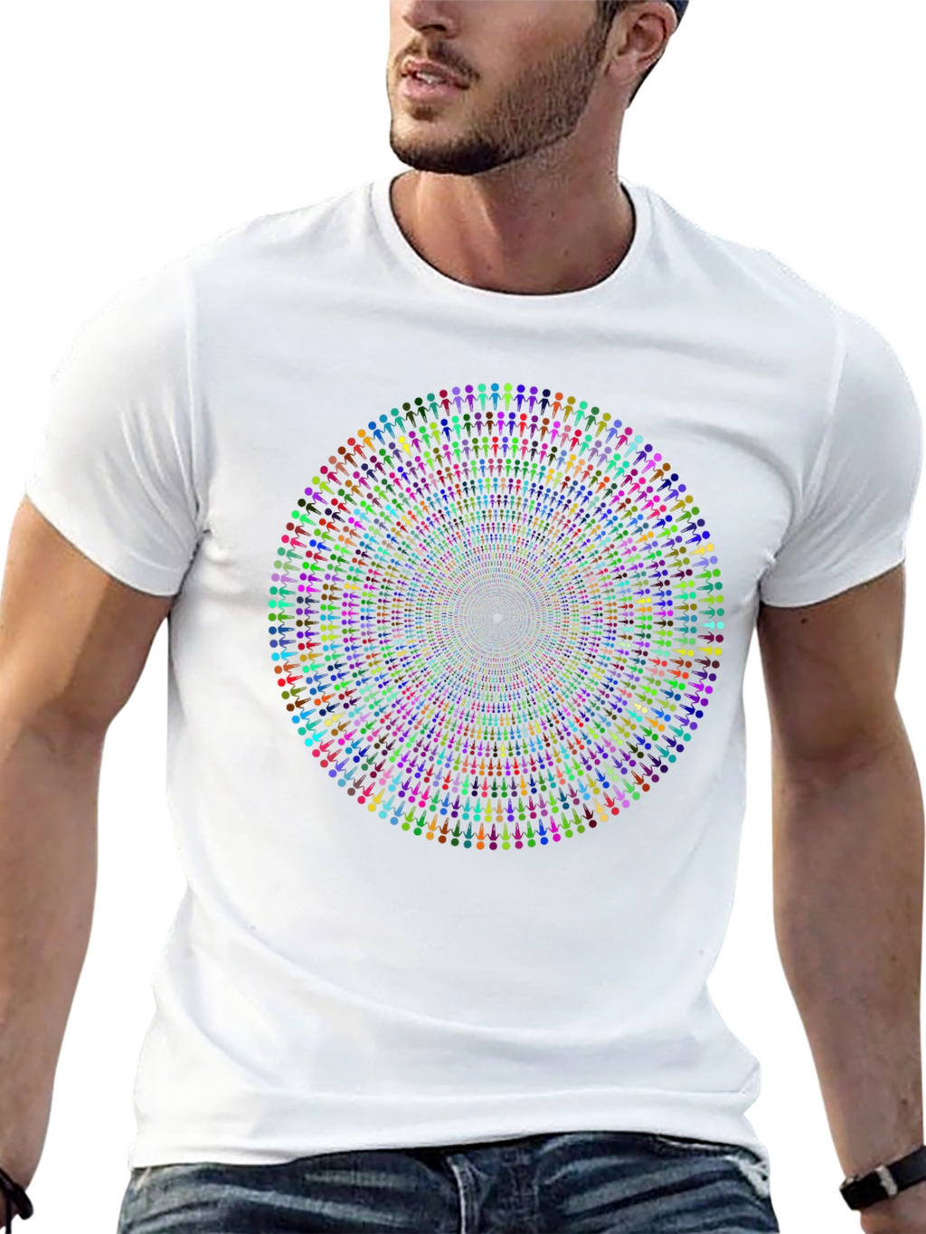Psychedelic People Circle Graphic Black T-Shirt