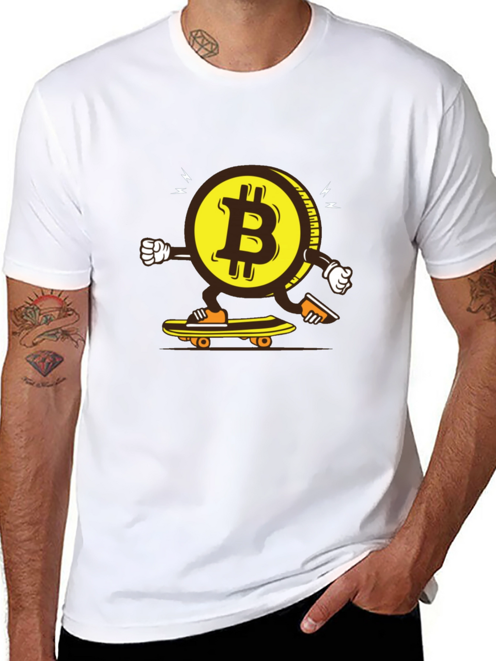 Bitcoin Skateboarder Graphic Tee - Crypto Enthusiast Apparel