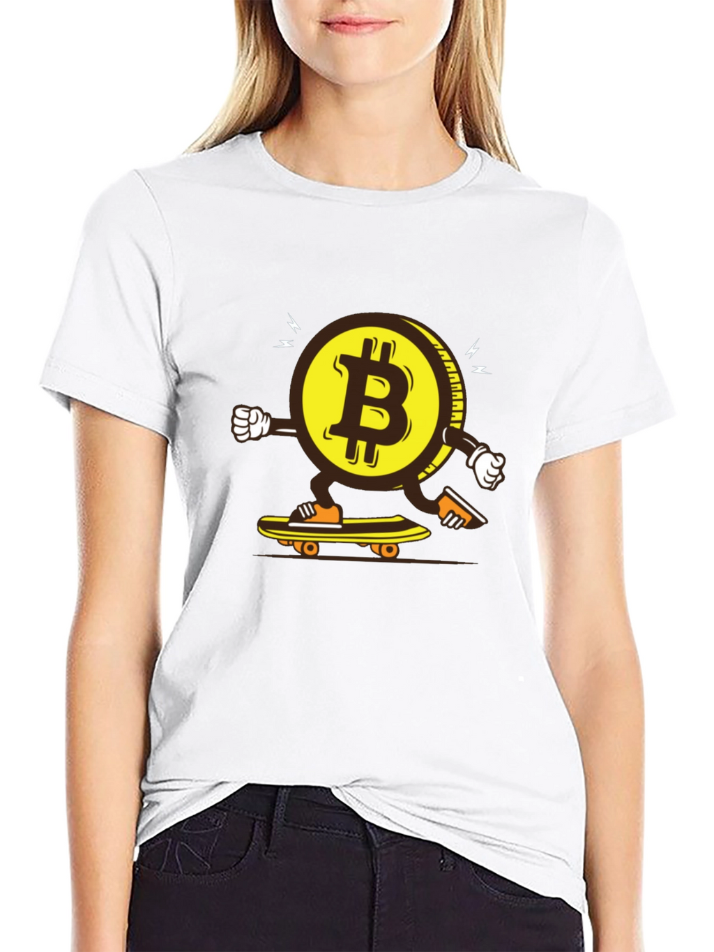 Bitcoin Skateboarder Graphic Tee - Crypto Enthusiast Apparel