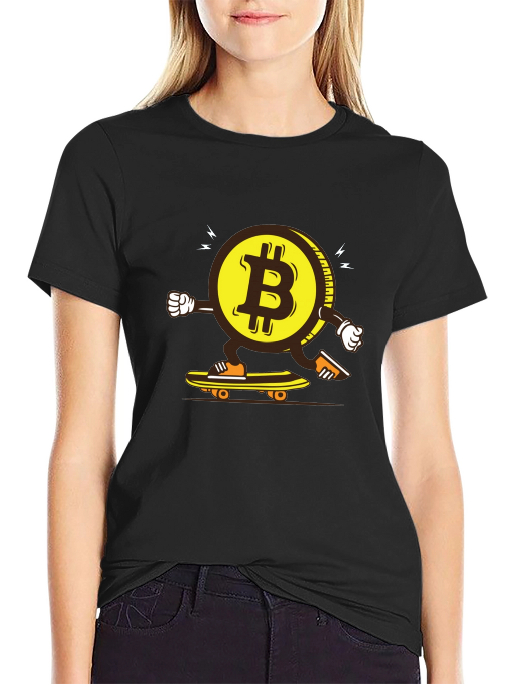 Bitcoin Skateboarder Graphic Tee - Crypto Enthusiast Apparel