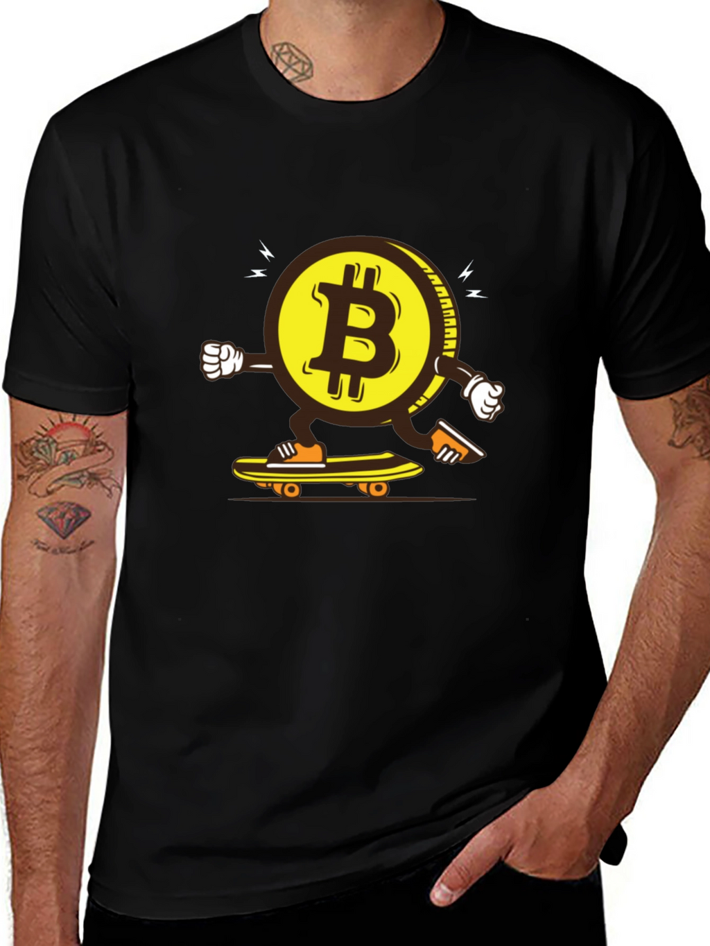 Bitcoin Skateboarder Graphic Tee - Crypto Enthusiast Apparel