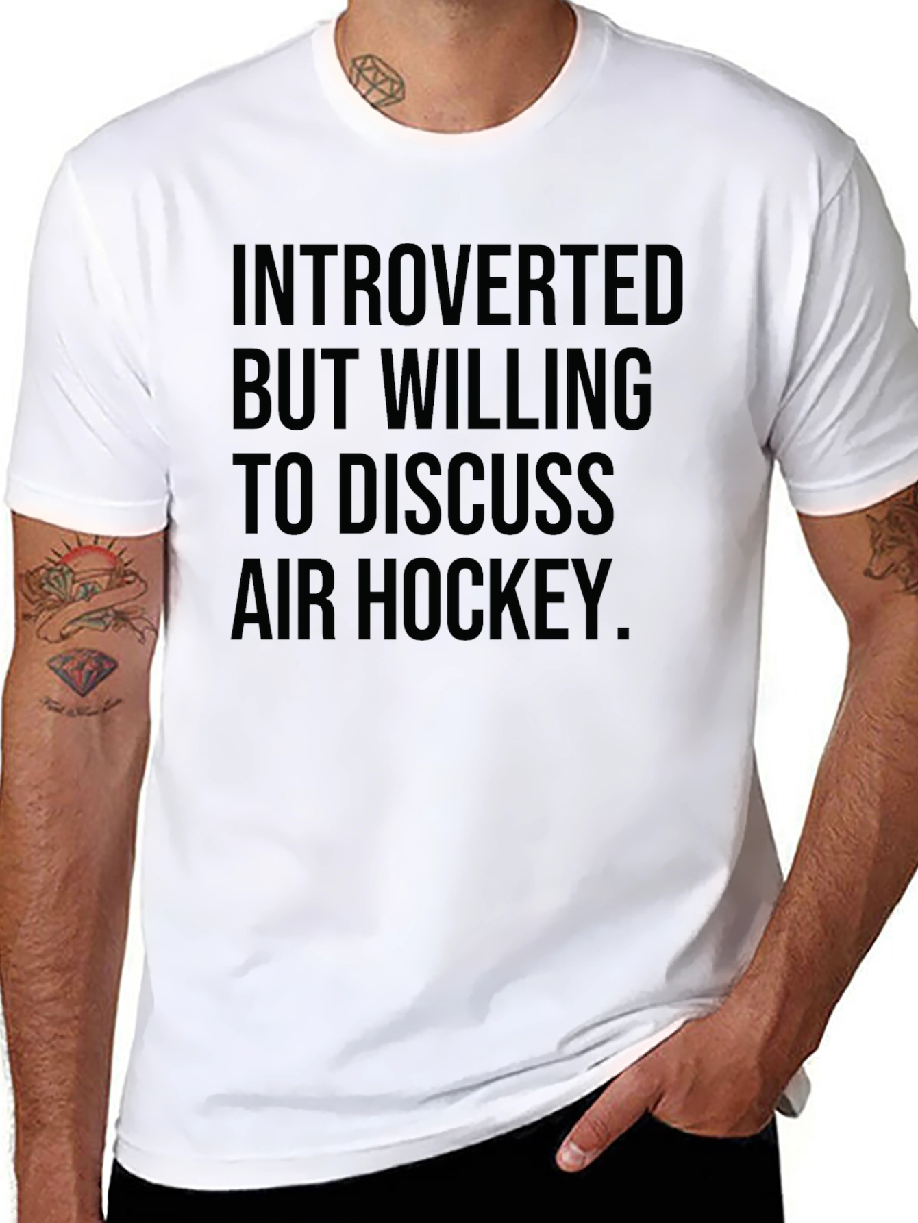 Introverted Air Hockey T-Shirt - Black Graphic Tee