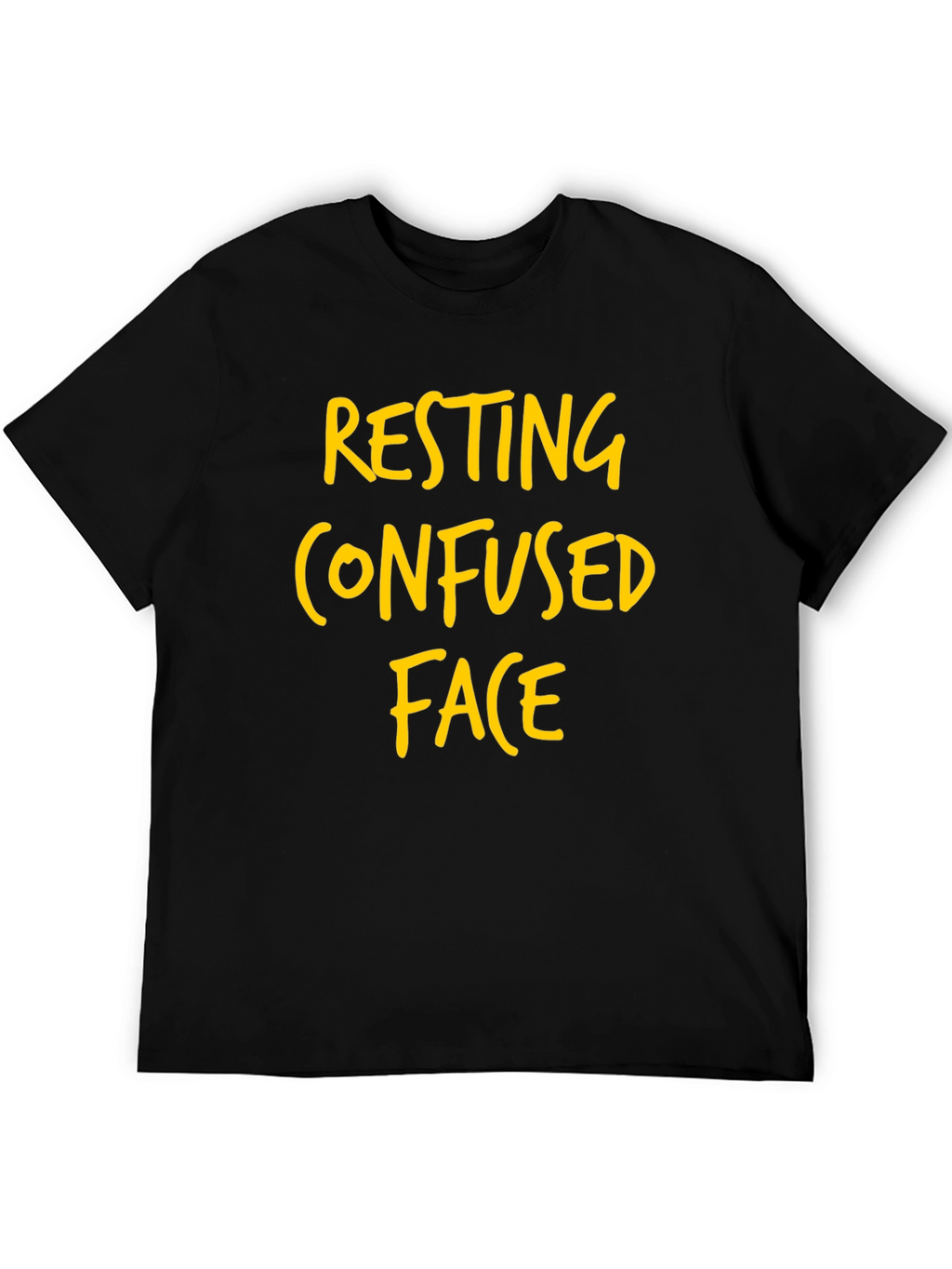 Resting Confused Face Graphic Tee - Black Cotton T-Shirt