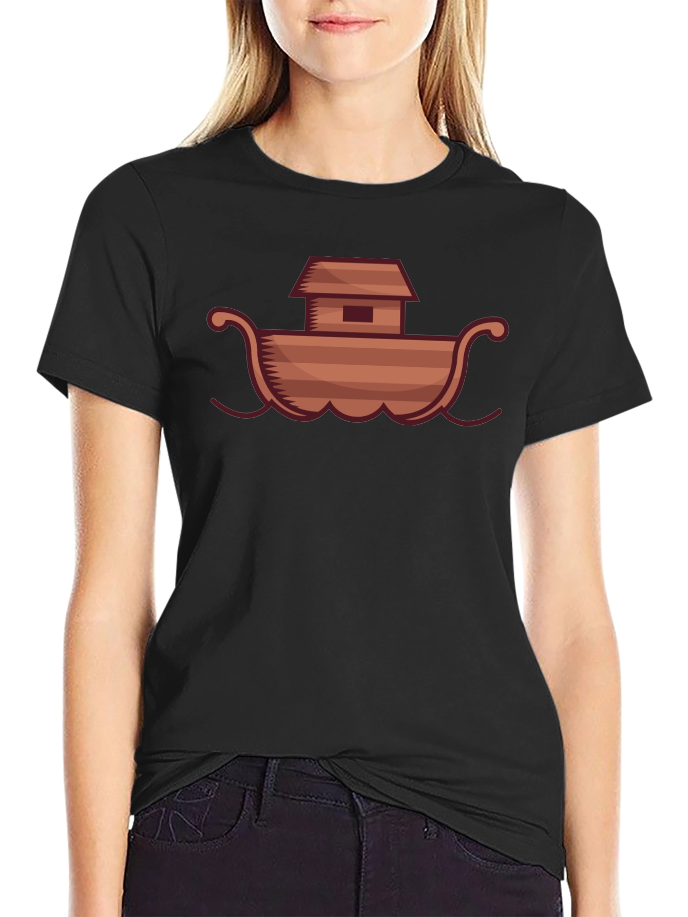 Noahs Ark Graphic Tee - Black Cotton T-Shirt