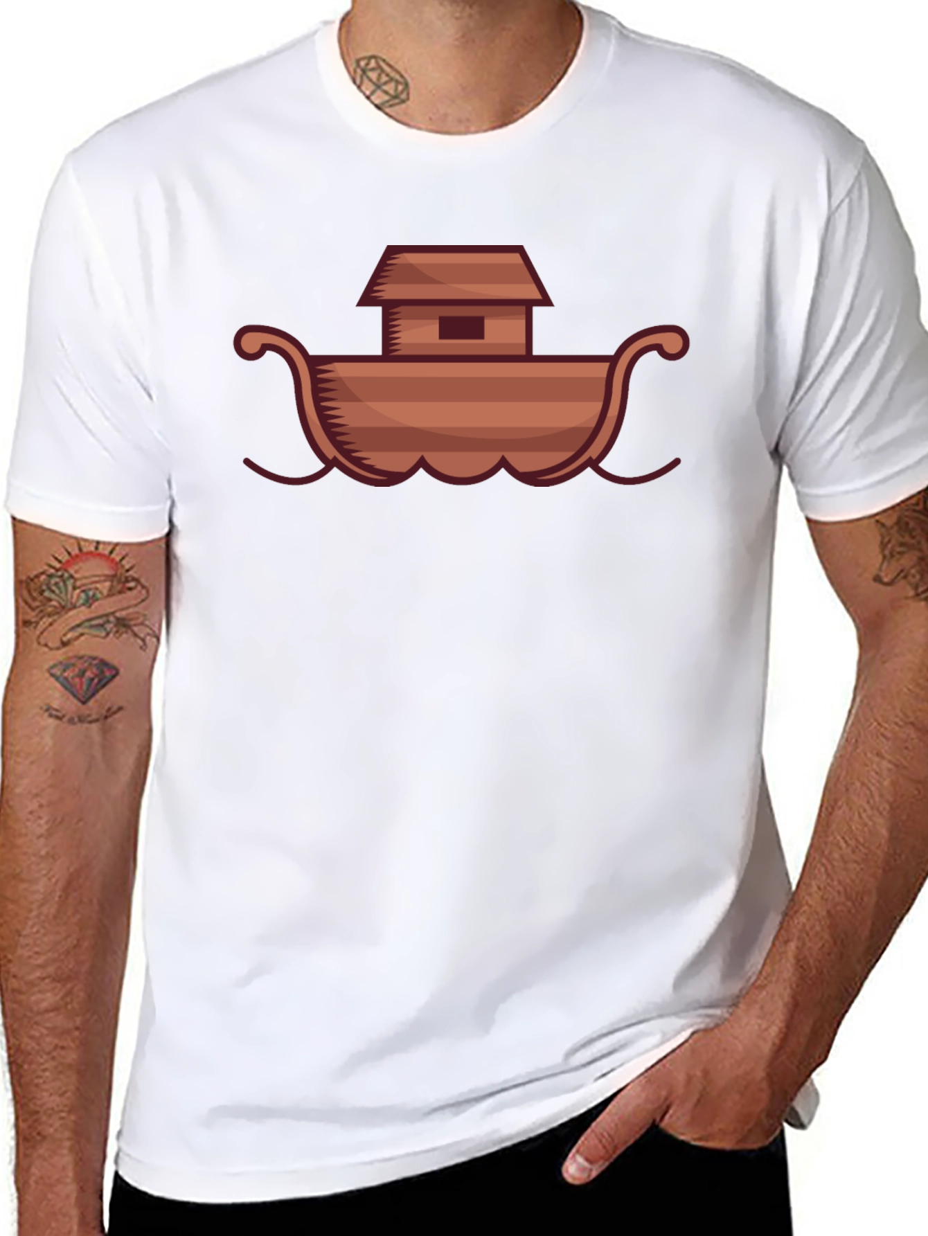 Noahs Ark Graphic Tee - Black Cotton T-Shirt