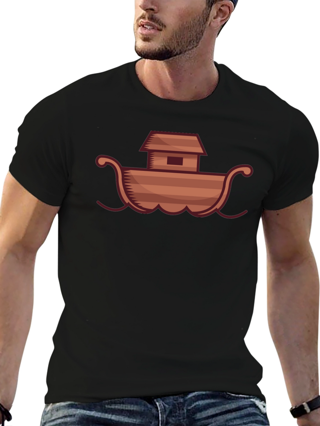 Noahs Ark Graphic Tee - Black Cotton T-Shirt