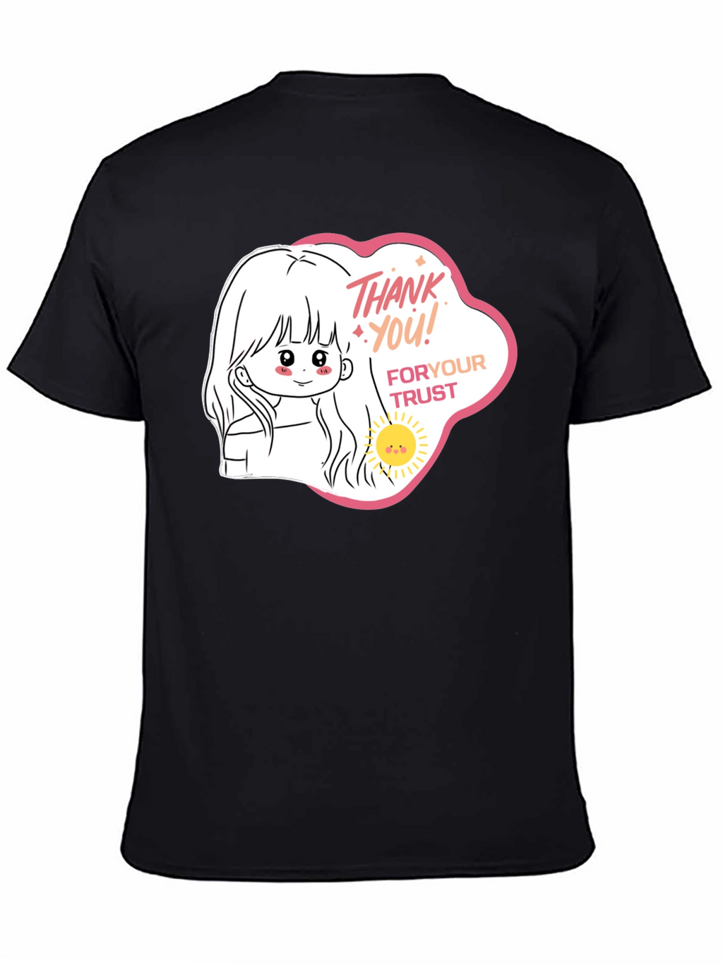 Cute Cartoon Graphic Black T-Shirt