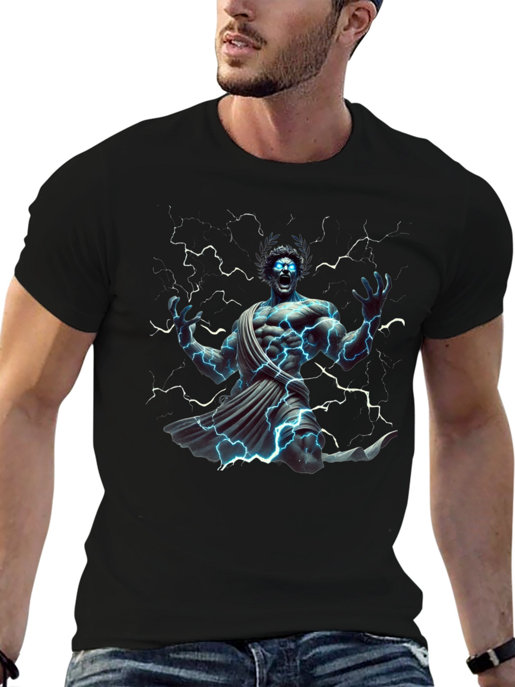 Zeus Lightning Graphic Black T-Shirt