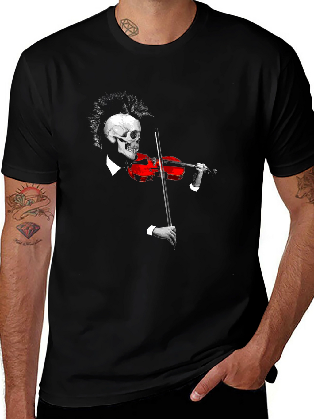 Skull Violinist Black T-Shirt