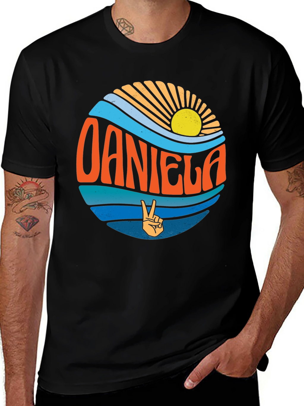 Retro Sunset Personalized Name T-Shirt