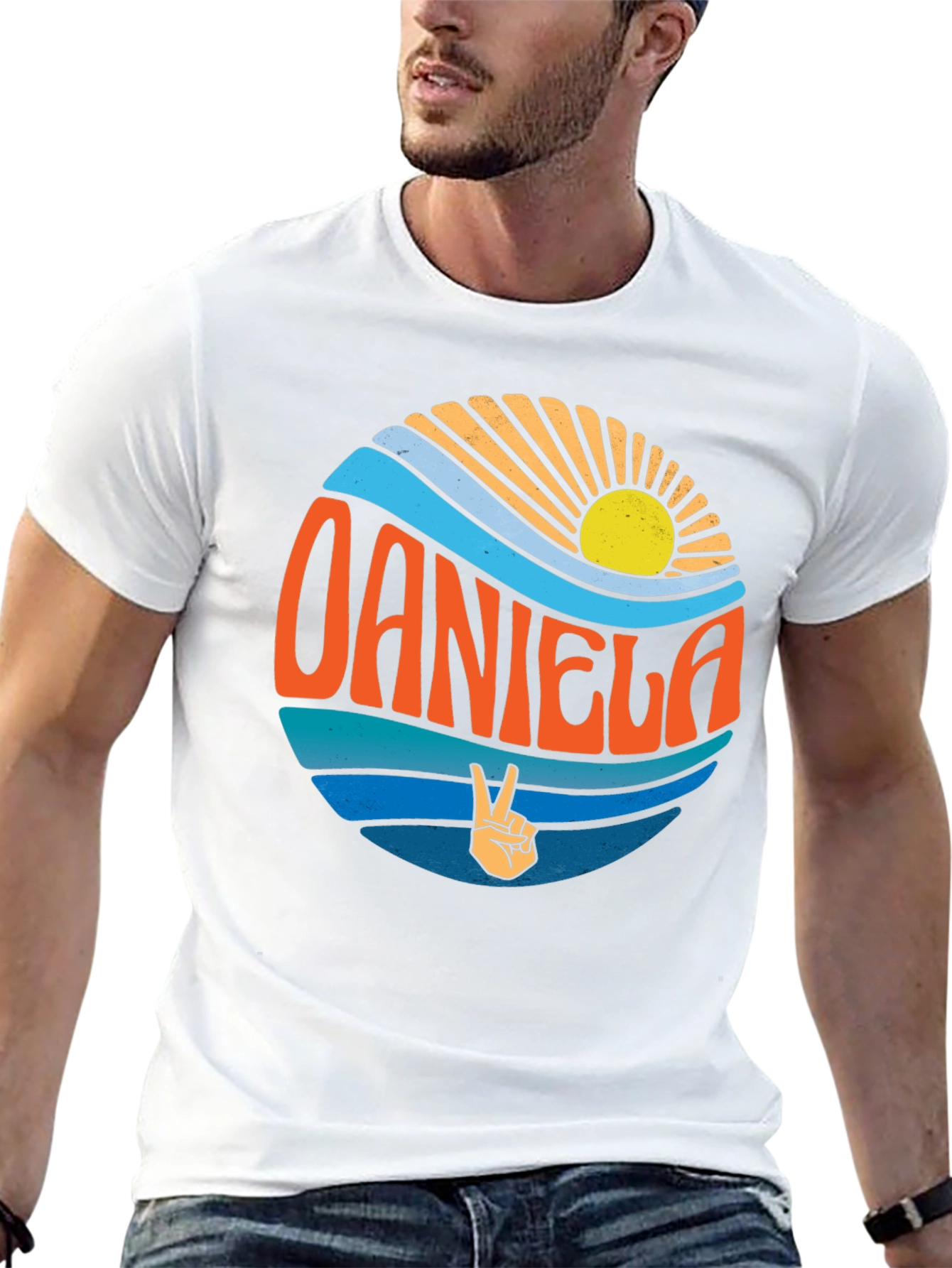 Retro Sunset Personalized Name T-Shirt