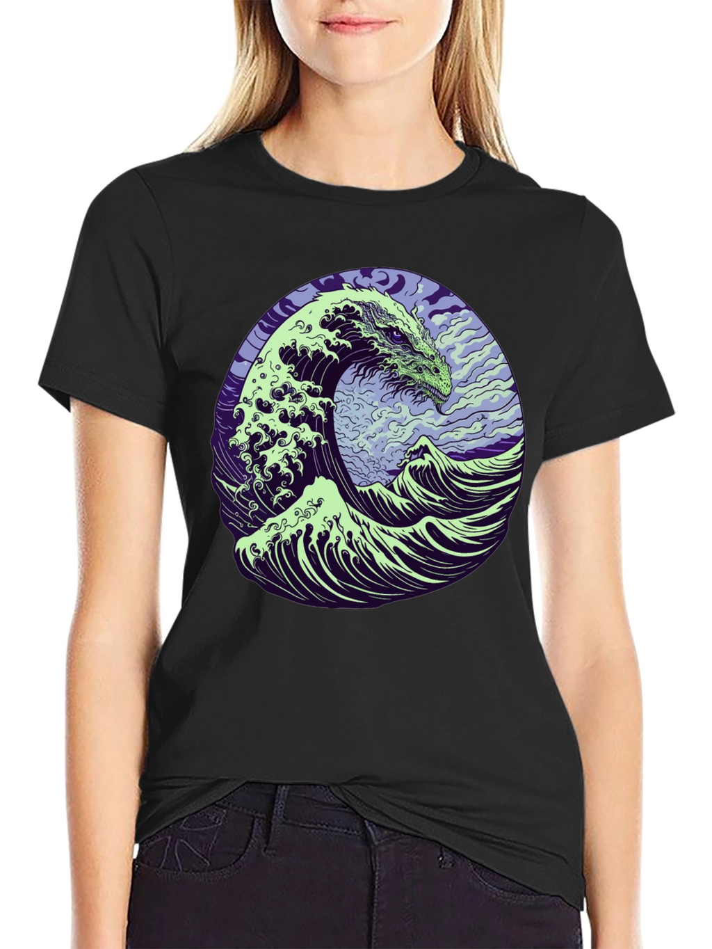 Dragon Wave Graphic T-Shirt - Mens Black Tee