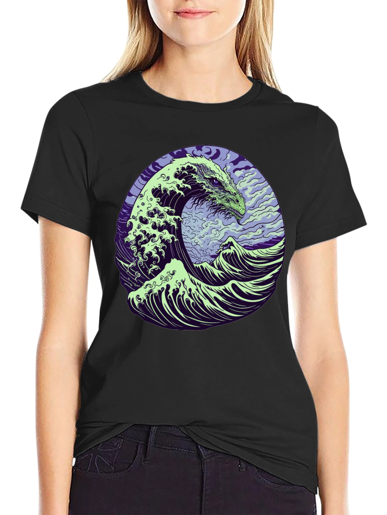 Dragon Wave Graphic T-Shirt - Mens Black Tee