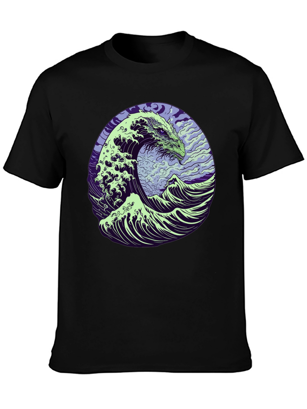 Dragon Wave Graphic T-Shirt - Mens Black Tee