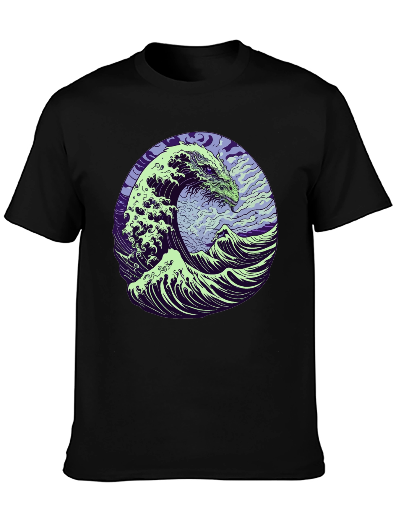 Dragon Wave Graphic T-Shirt - Mens Black Tee