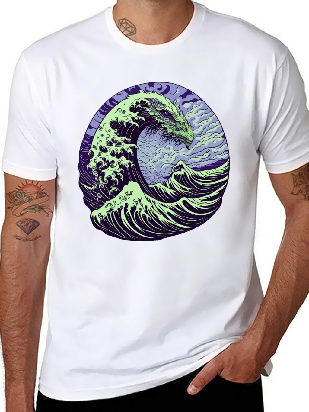 Dragon Wave Graphic T-Shirt - Mens Black Tee