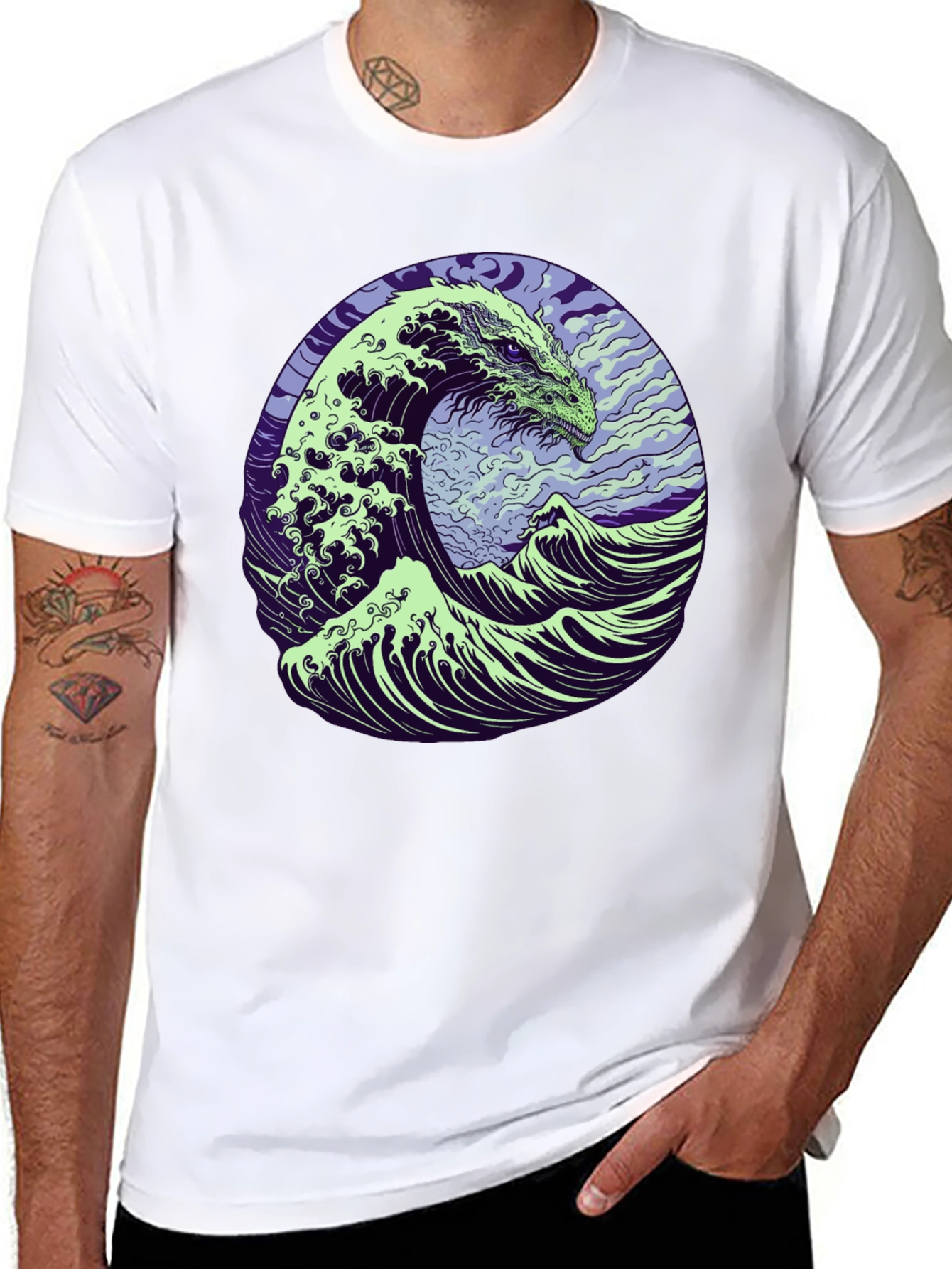 Dragon Wave Graphic T-Shirt - Mens Black Tee