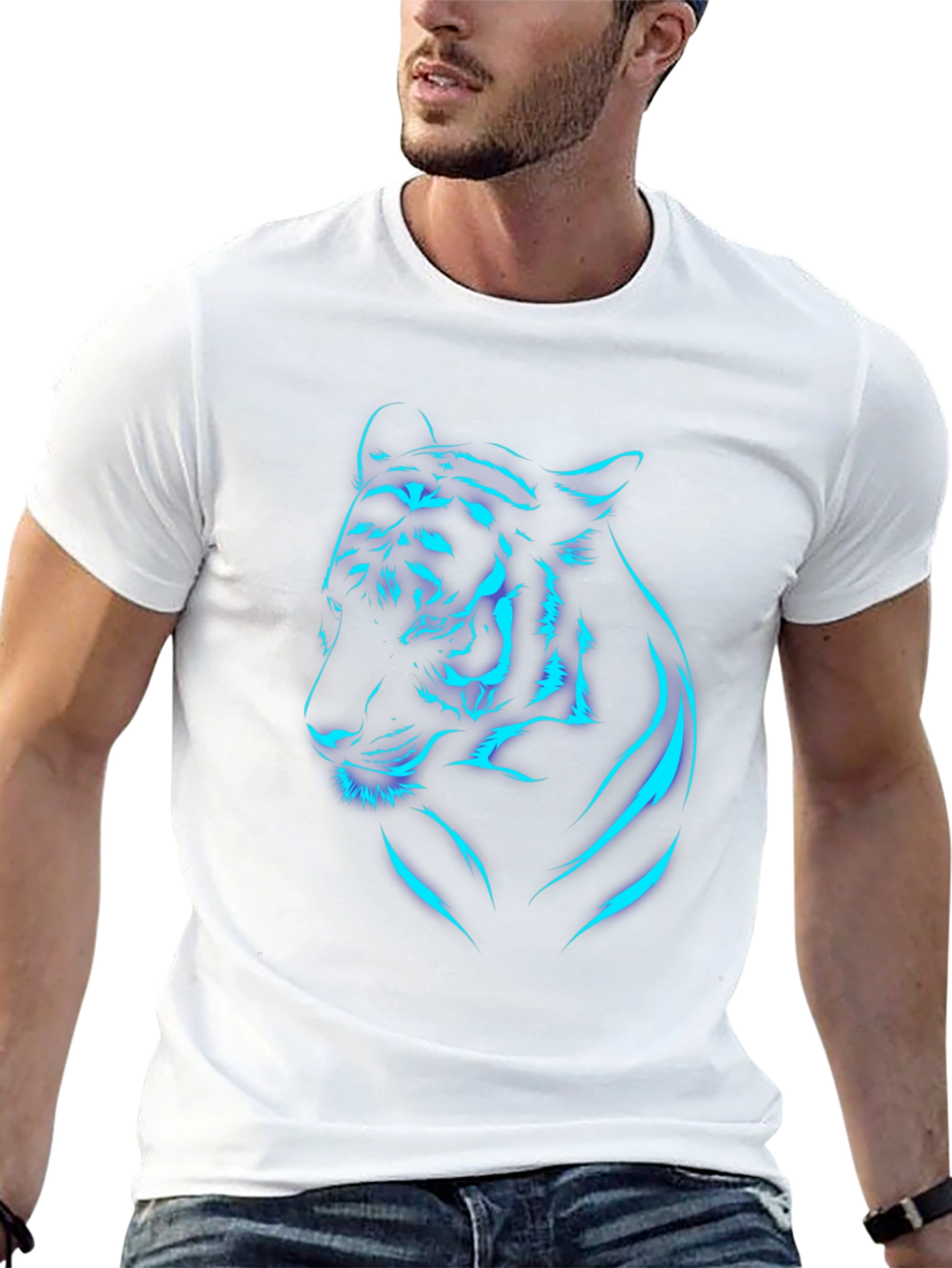 Neon Tiger Graphic T-Shirt - Black